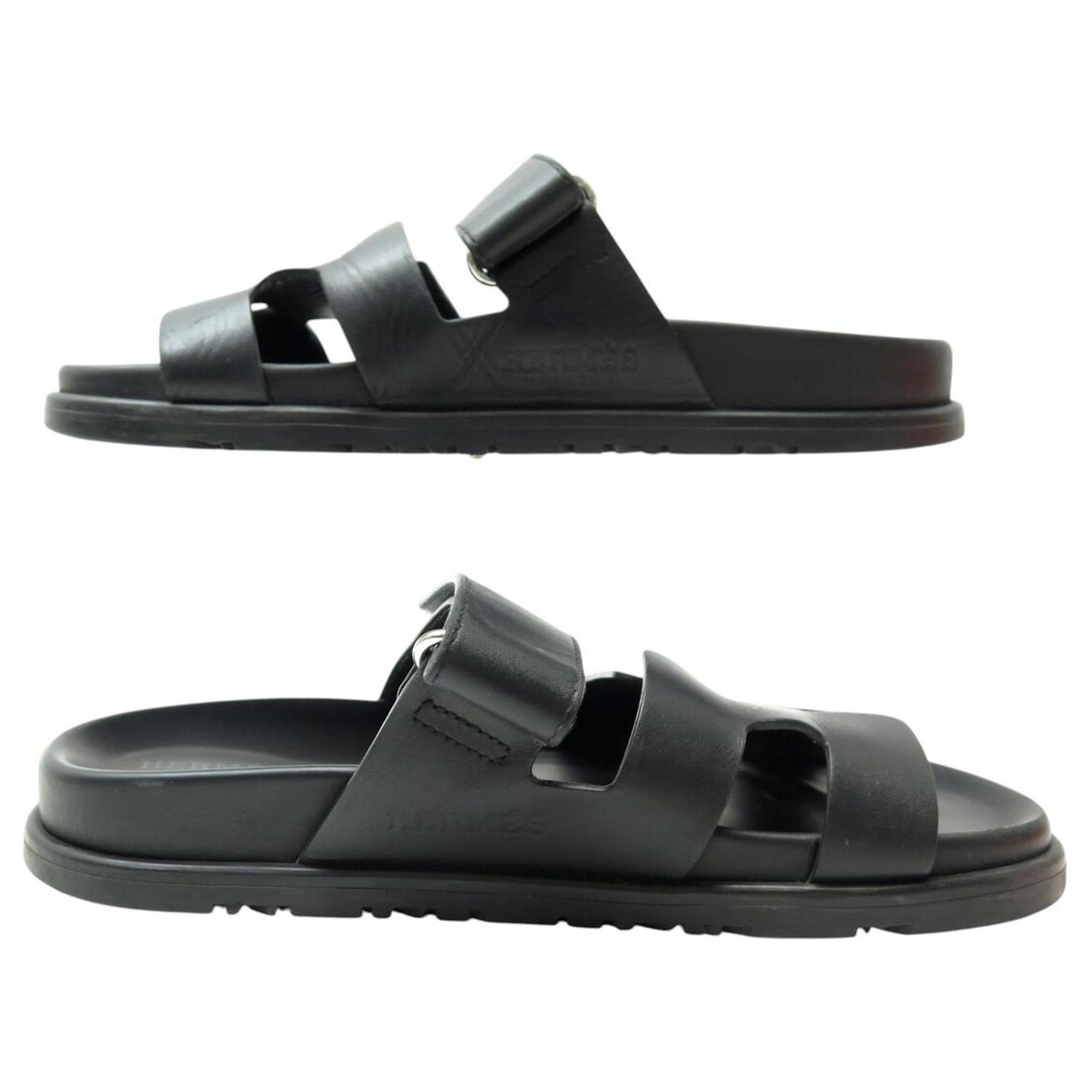 Sandales Hermès Chypre – Taille 36 (US 6) – Noir, Cuir – Neuves Avec Boîte – Fabriqué En France