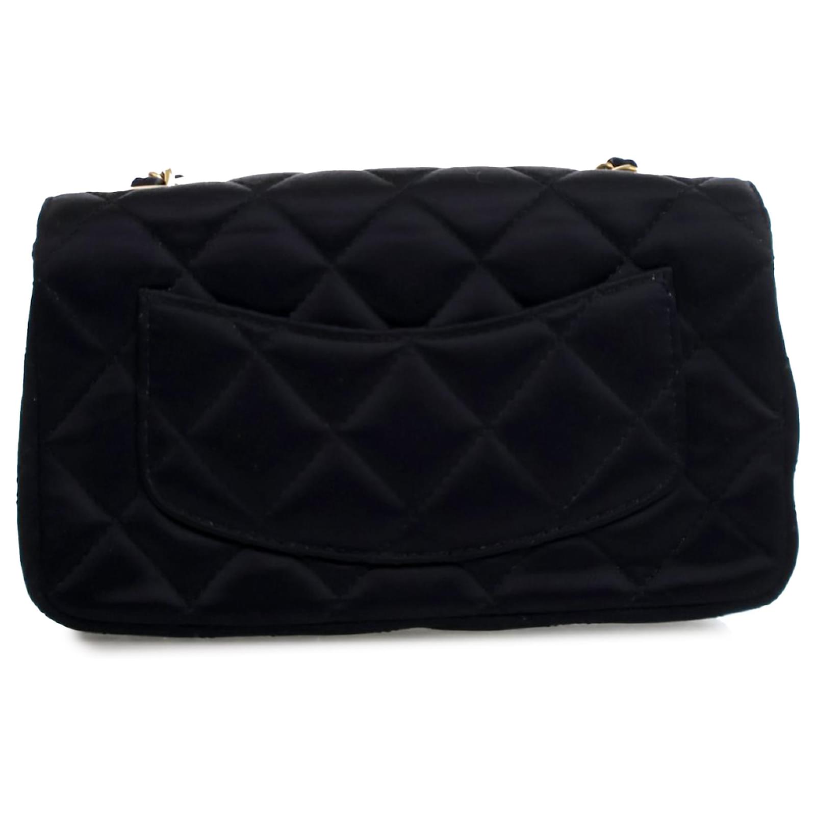 Chanel Black Extra Mini Rectangular Classic Satin Single Flap