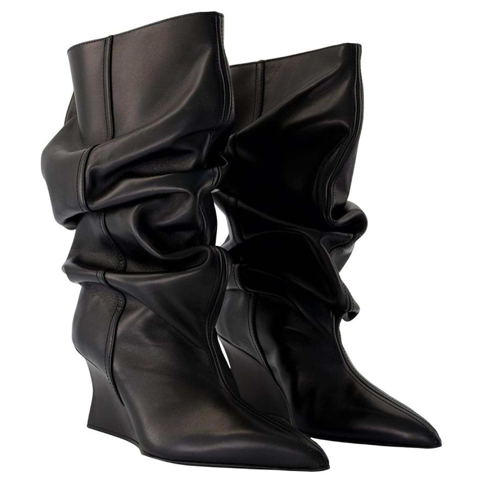 Botas de tornozelo com salto plataforma Balmain Couro Preto