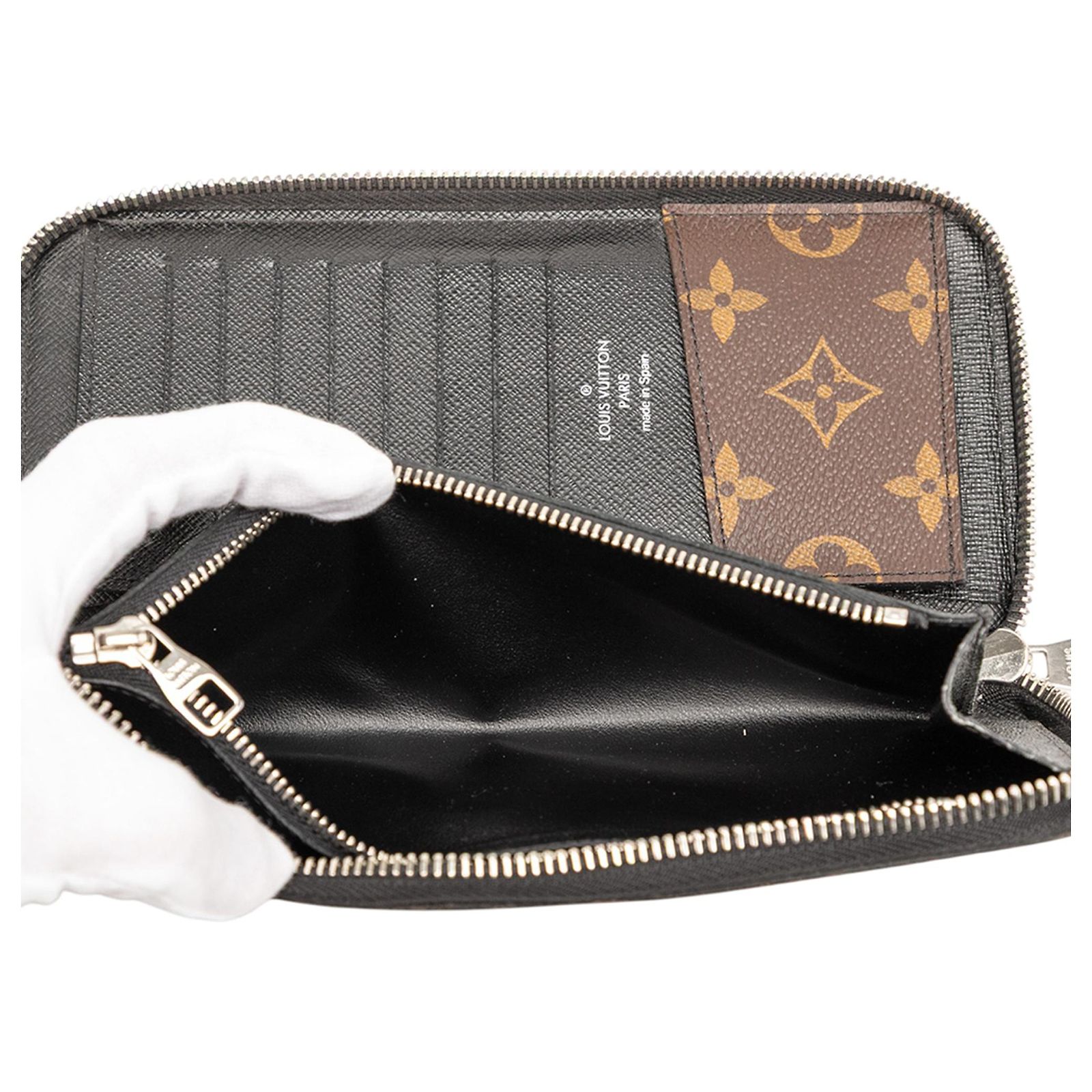Louis Vuitton Brown Monogram Macassar Vertical Zippy Wallet Pony 