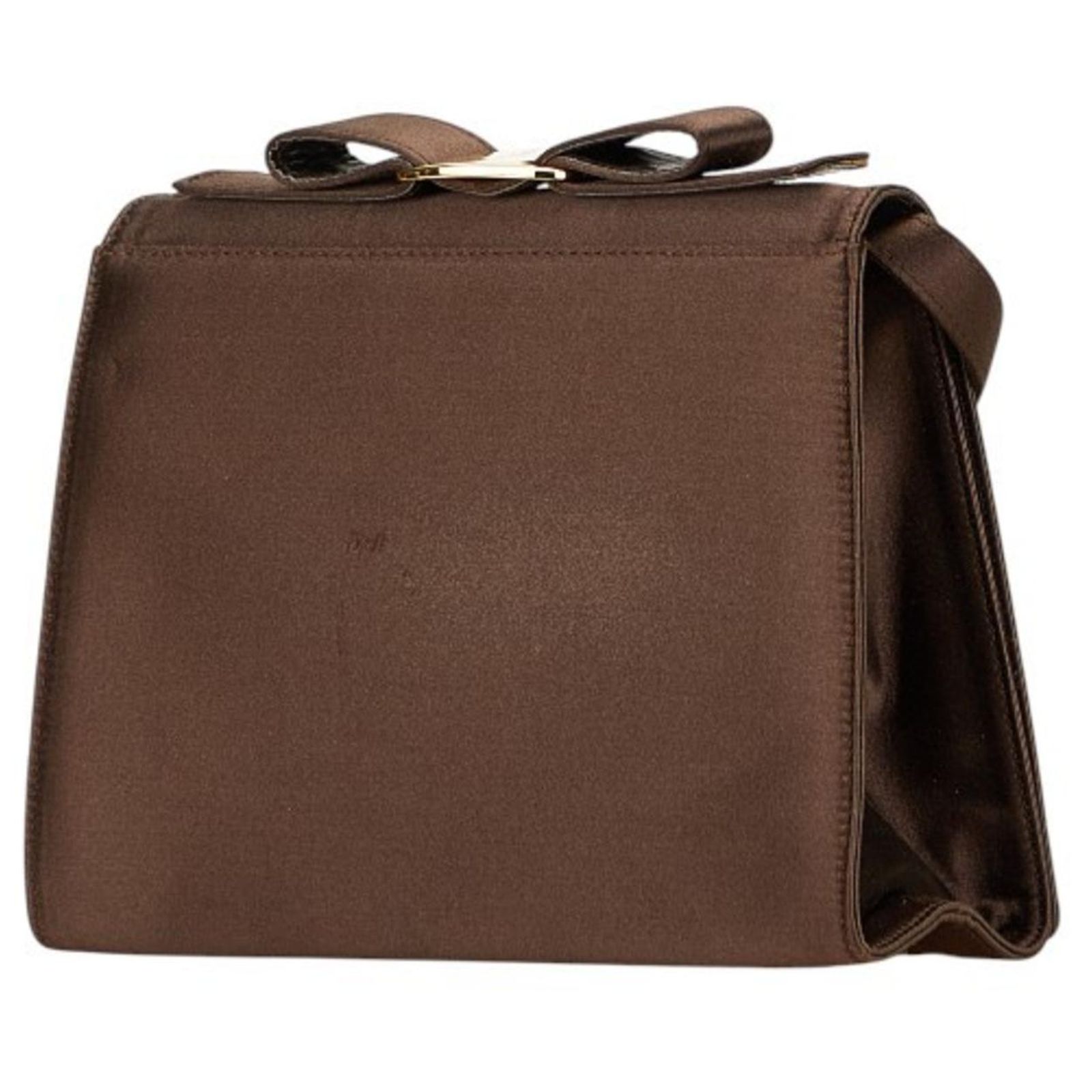 Salvatore Ferragamo Vara Ribbon Crossbody Shoulder Bag Brown Satin 