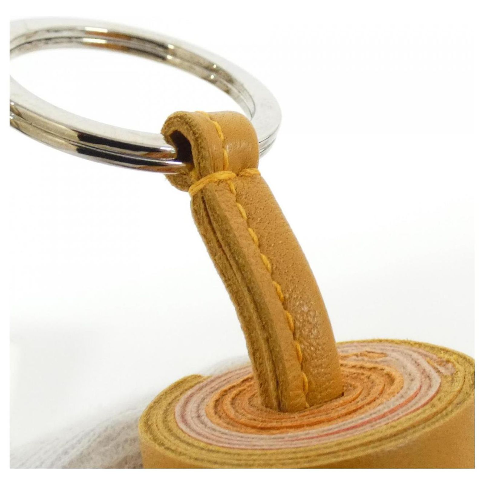 Porte-clés HERMES Carmen - Gland à Franges En Cuir Bleu/marron/or - Occasion Très Bon état Avec Boîte