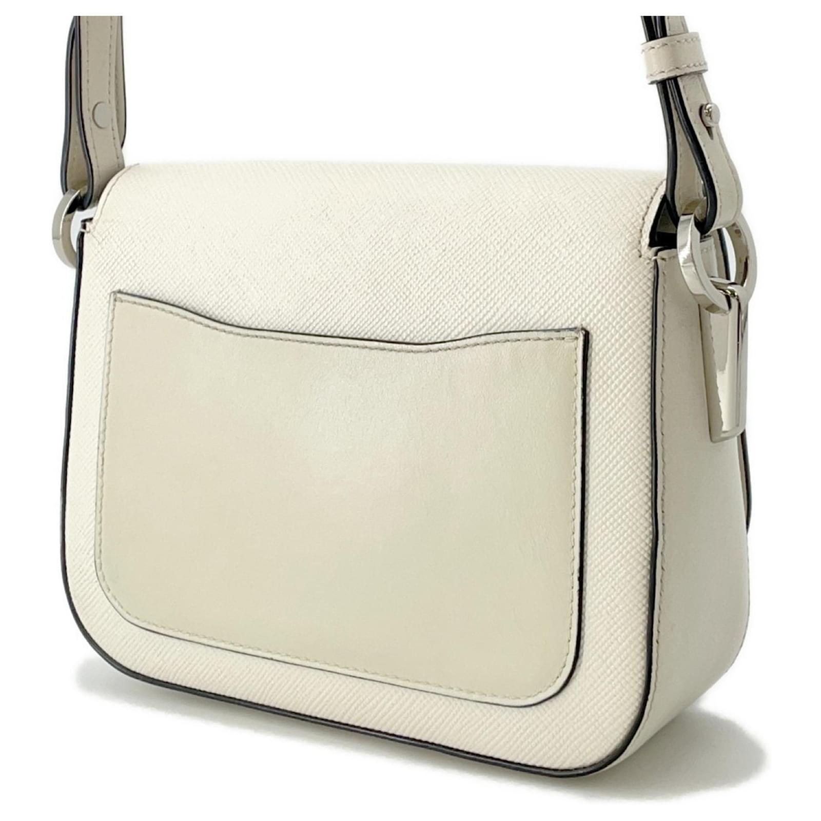 Saffiano Prada Identity Shoulder Bag in White Leather