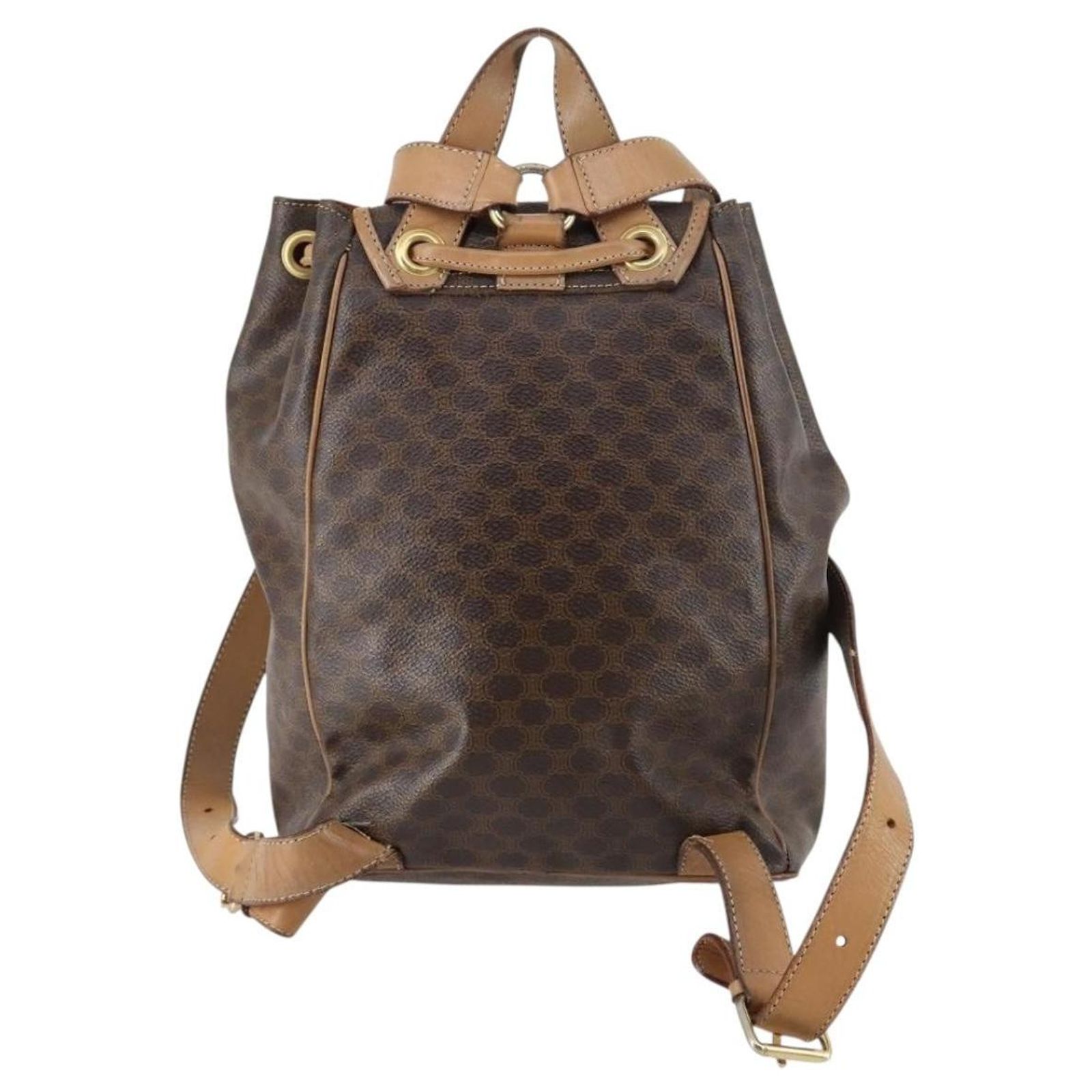 Céline Celine Vintage Drawstring Flap Backpack Macadam 