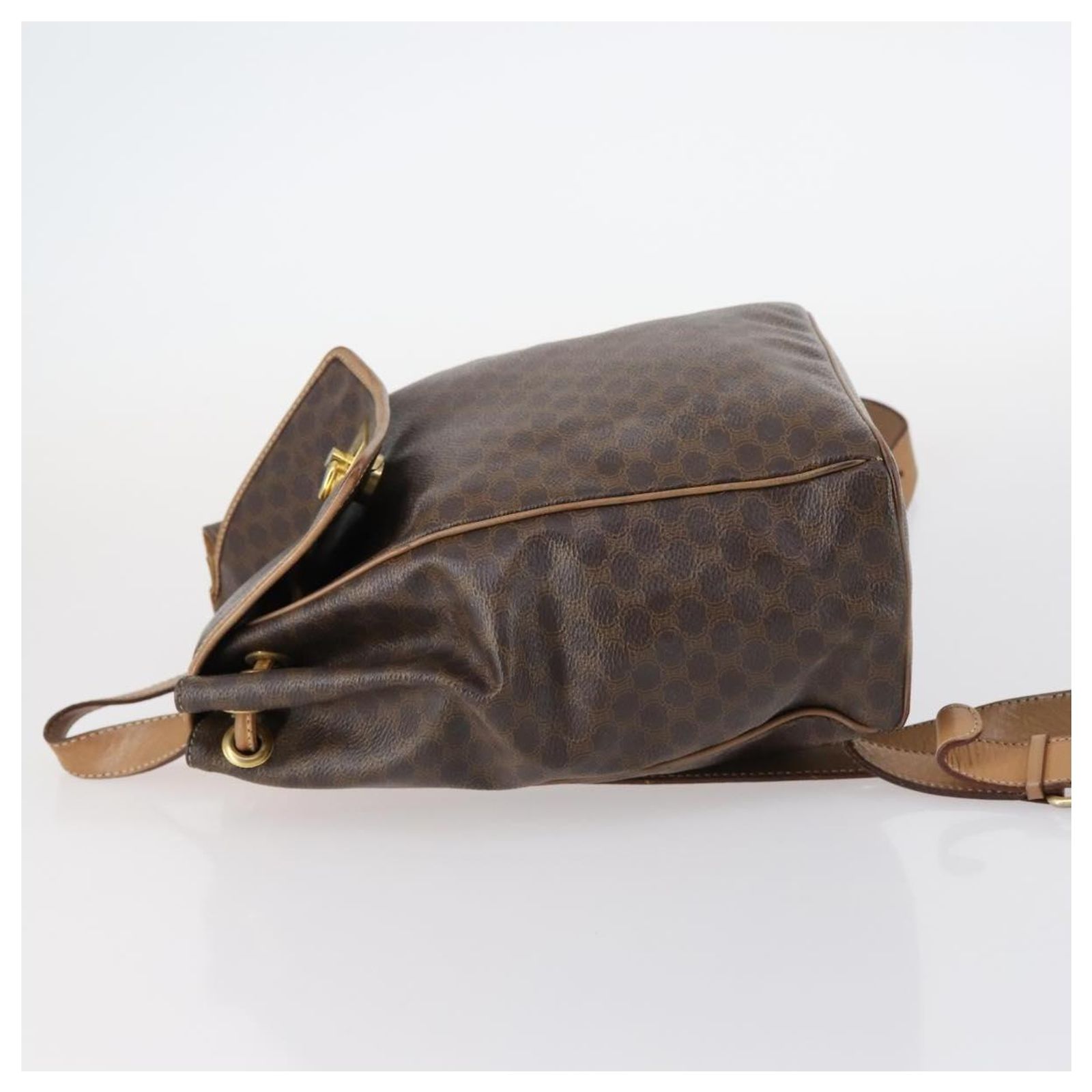 Céline Celine Vintage Drawstring Flap Backpack Macadam  display picture 2