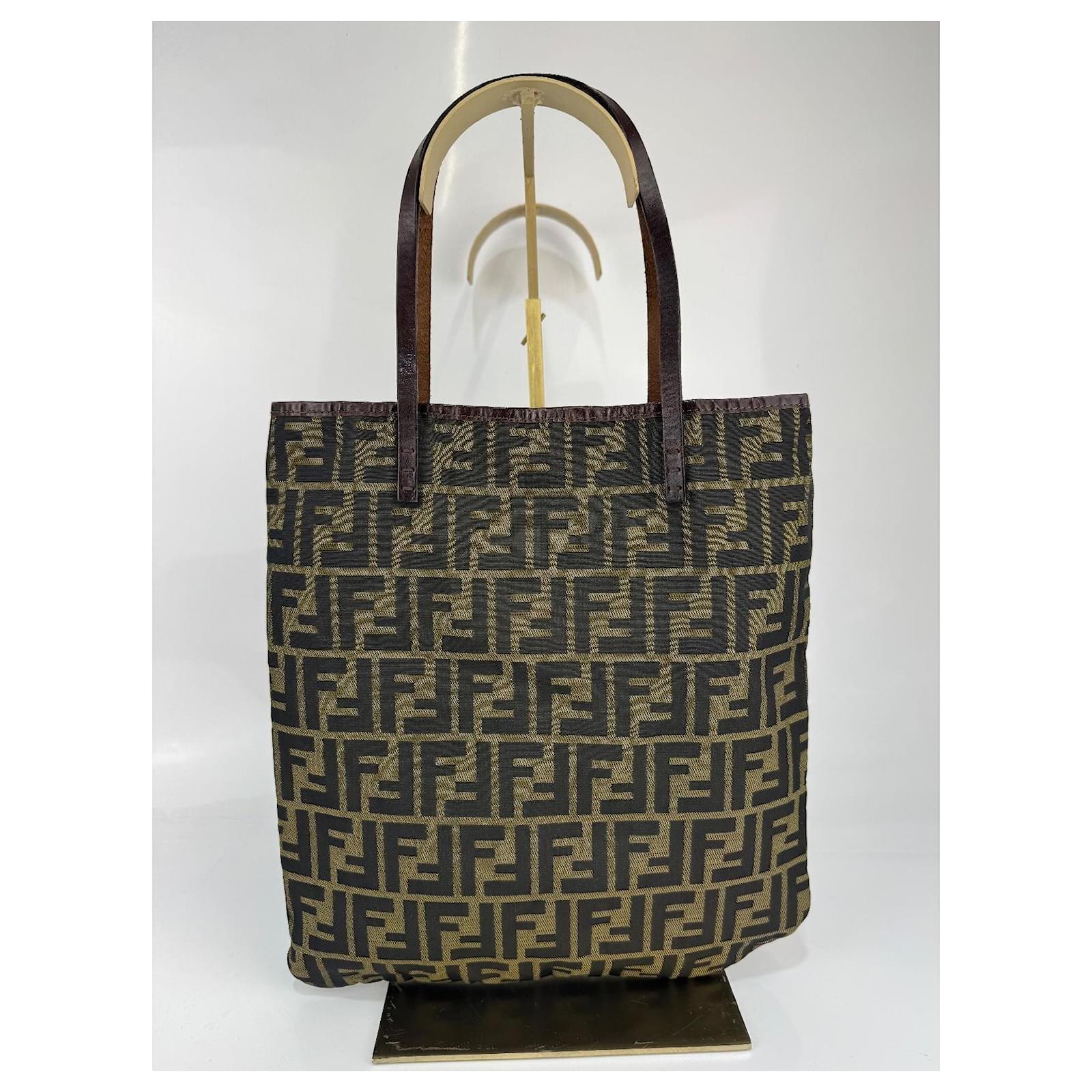 Fendi hand/shoulder bag leather/canvas Brown 294 Cloth ref.2577658