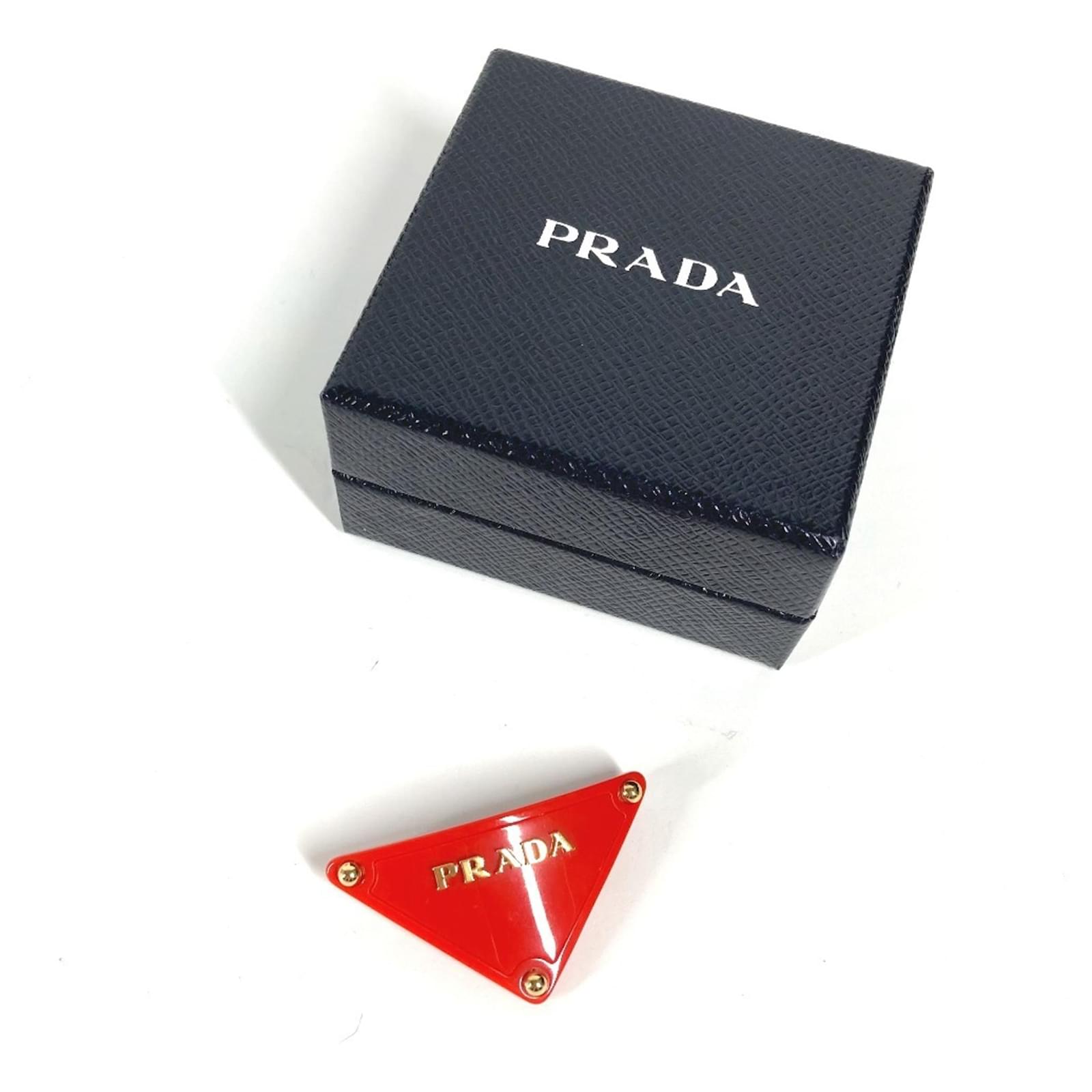 Prada Triangle Logo Hair Pin Red Plastic ref.JC2579599 (Sold