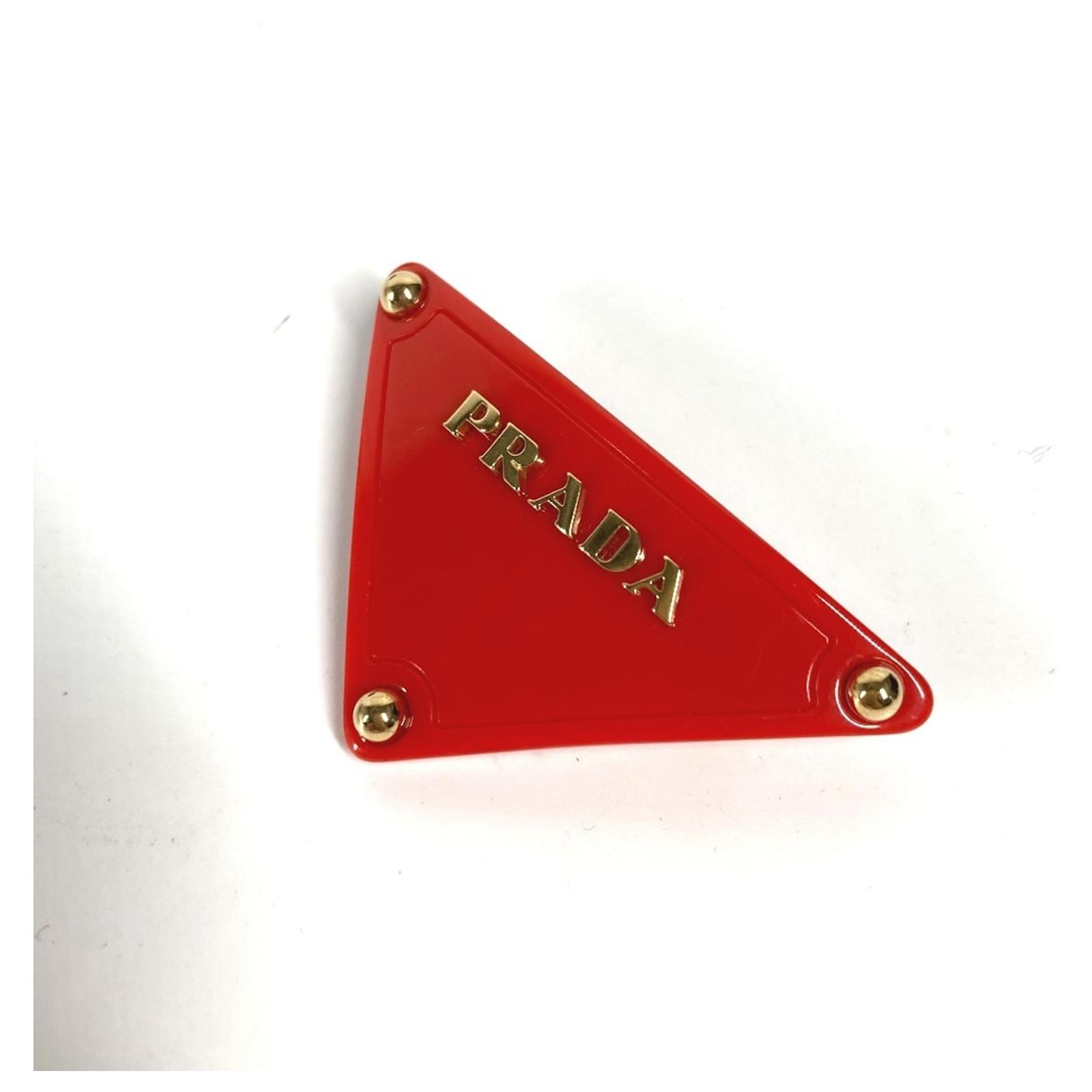 Prada Triangle Logo Hair Pin Red Plastic ref.JC2579599 (Sold