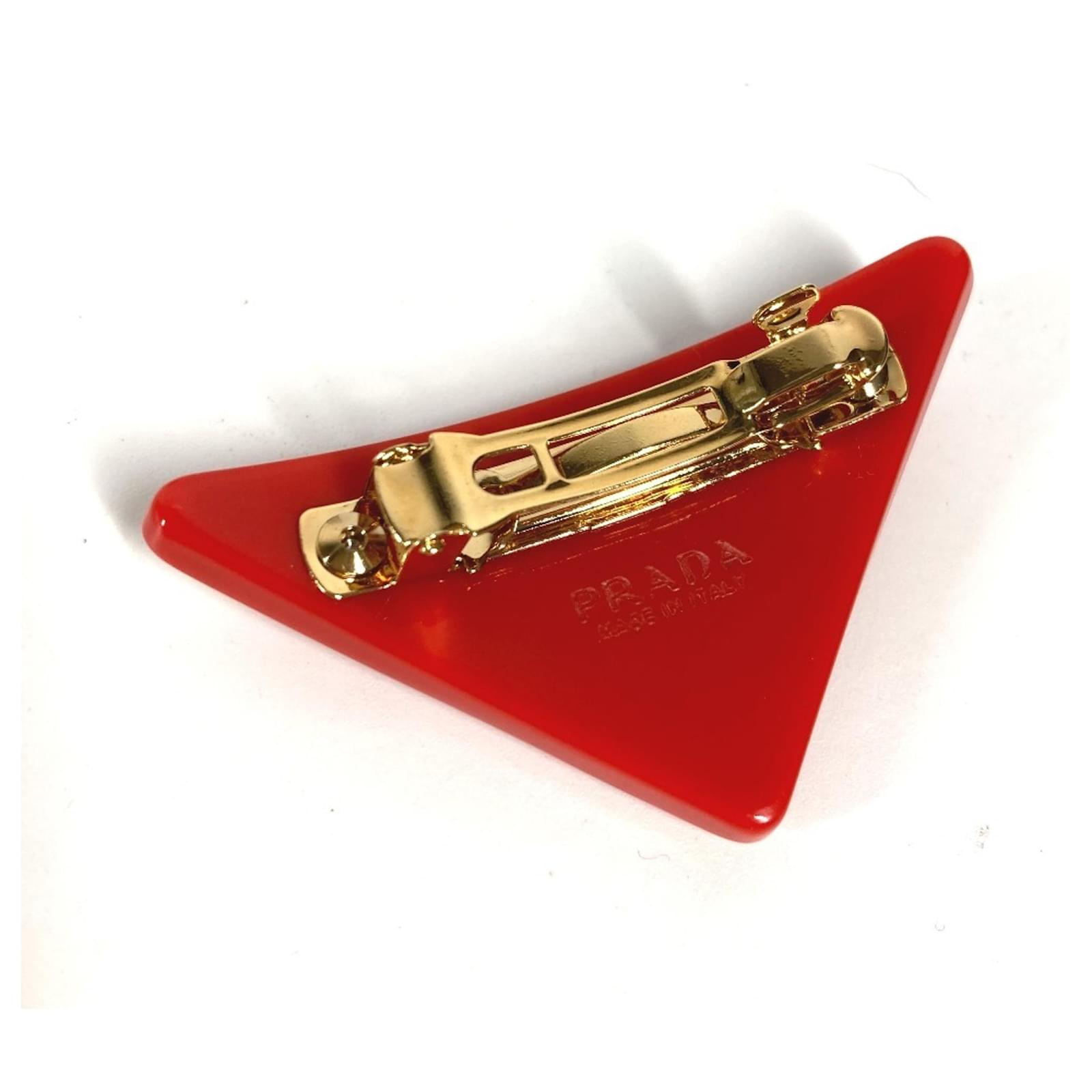 Prada Triangle Logo Hair Pin Red Plastic ref.JC2579599 (Sold