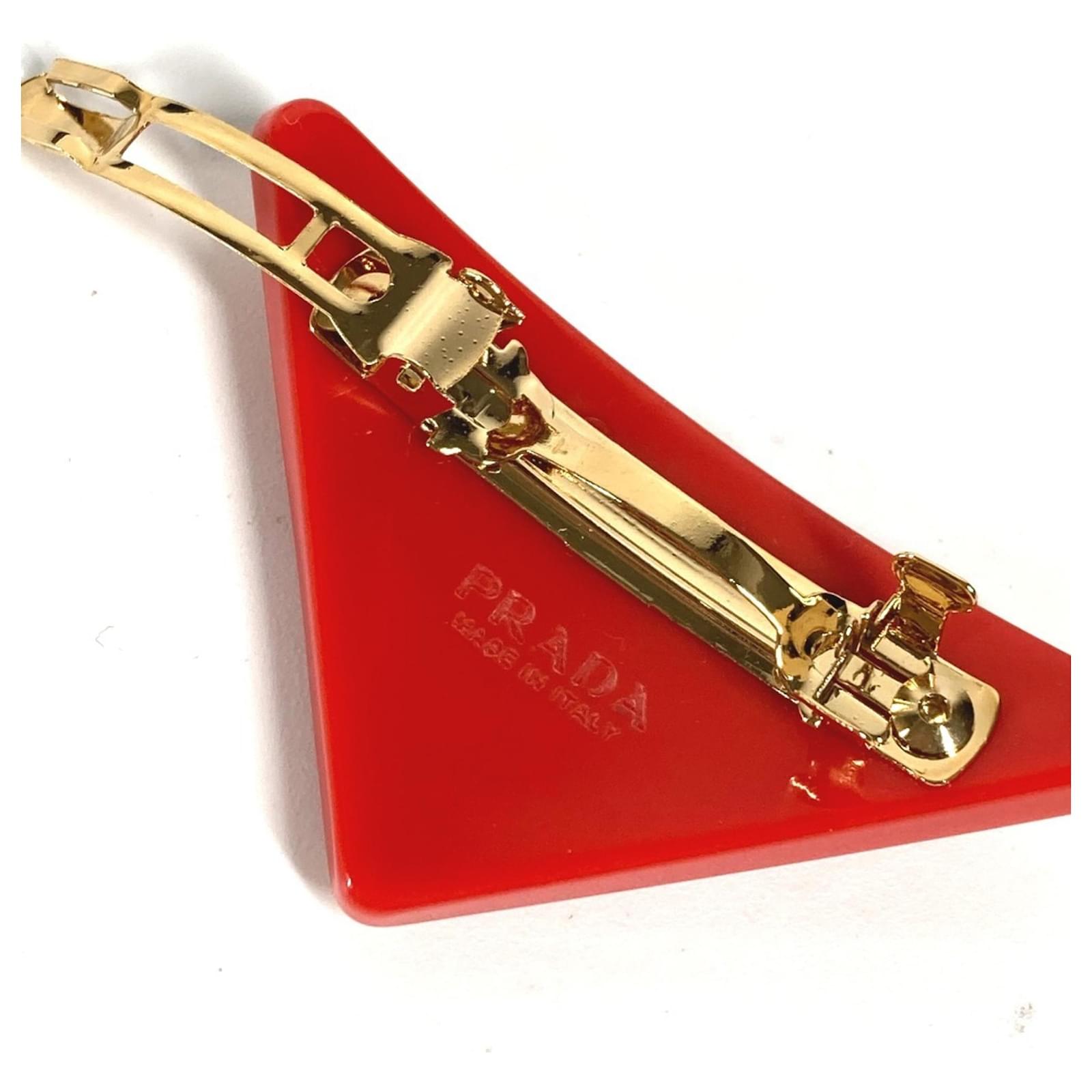 Prada Triangle Logo Hair Pin Red Plastic ref.JC2579599 (Sold