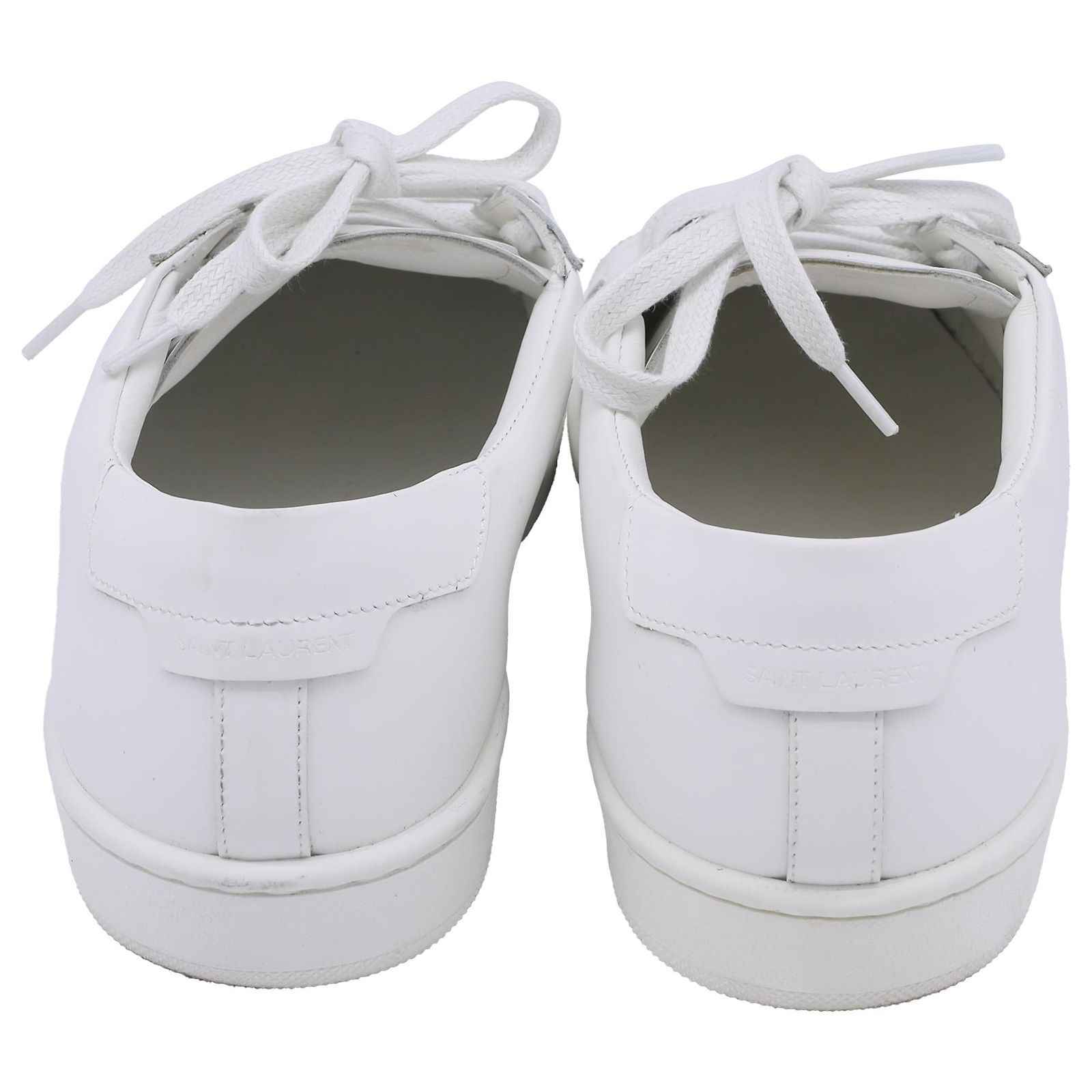 Saint Laurent SL/01 Low-Top Sneakers in White Calf Leather Cream 