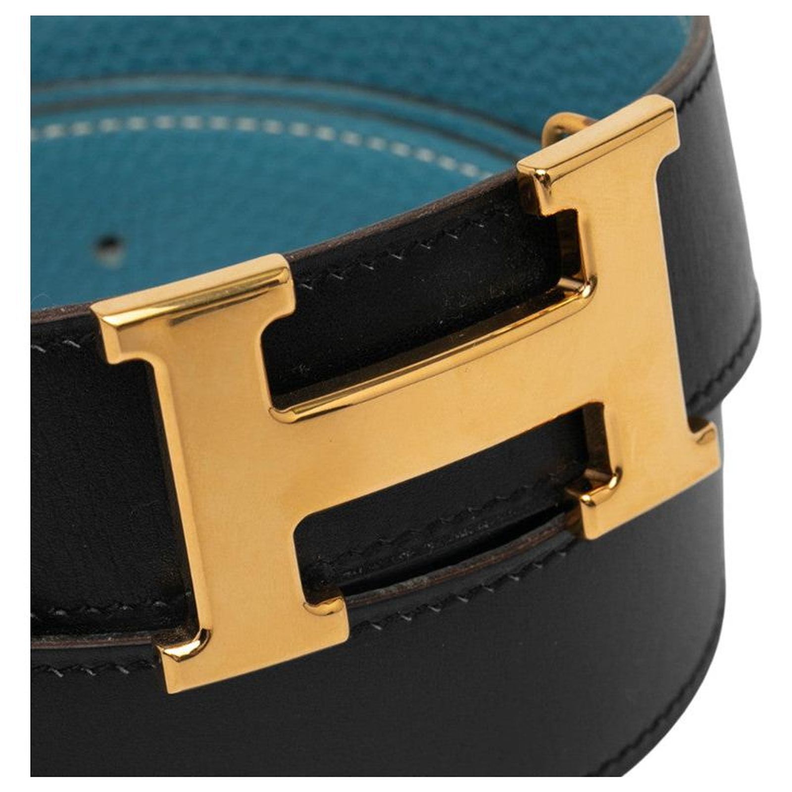 Hermès Hermes Constance H Belt Box Calf Togo Belt Black  display picture 1