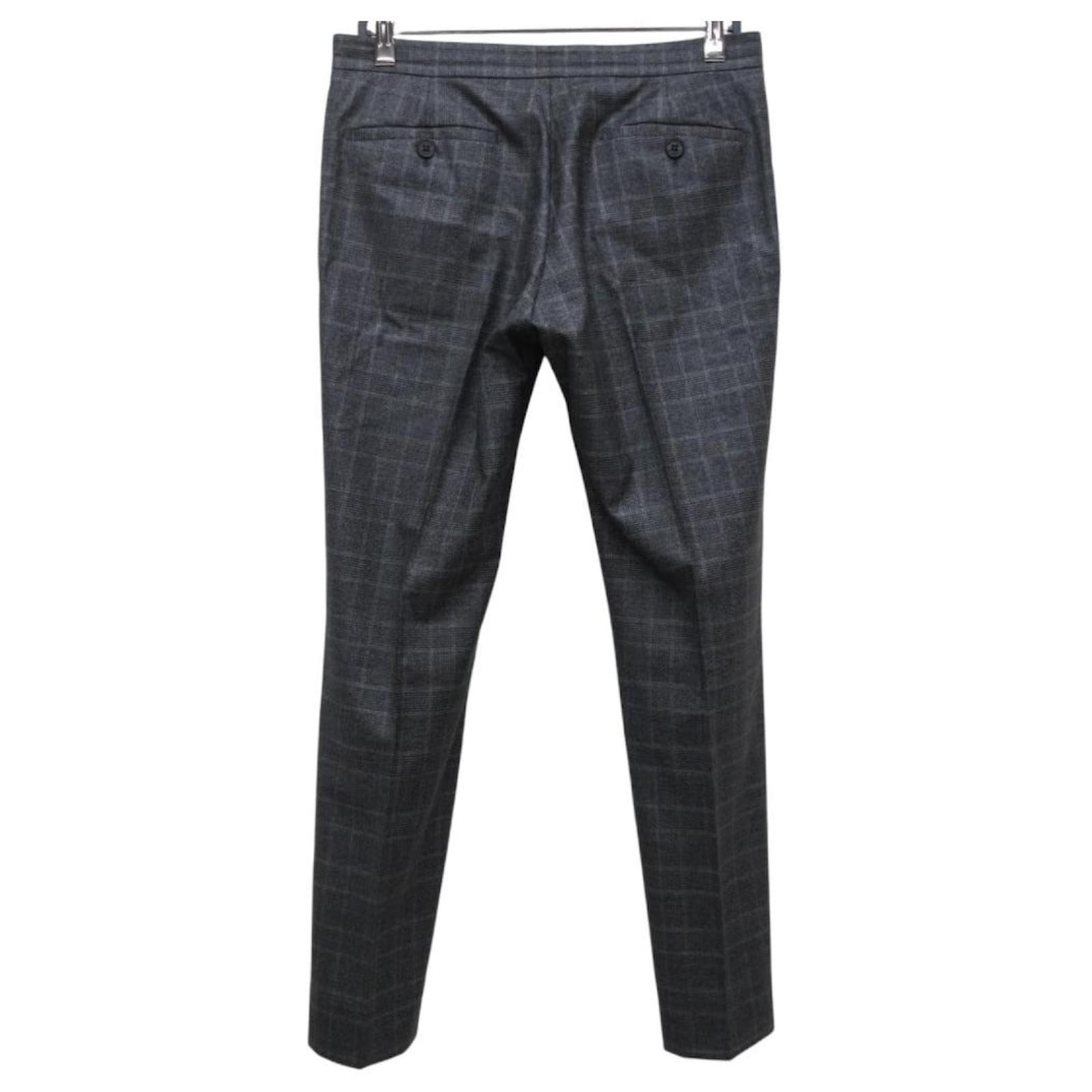 Burberry Glen Check Wool Tapered Pants Grey Cotton