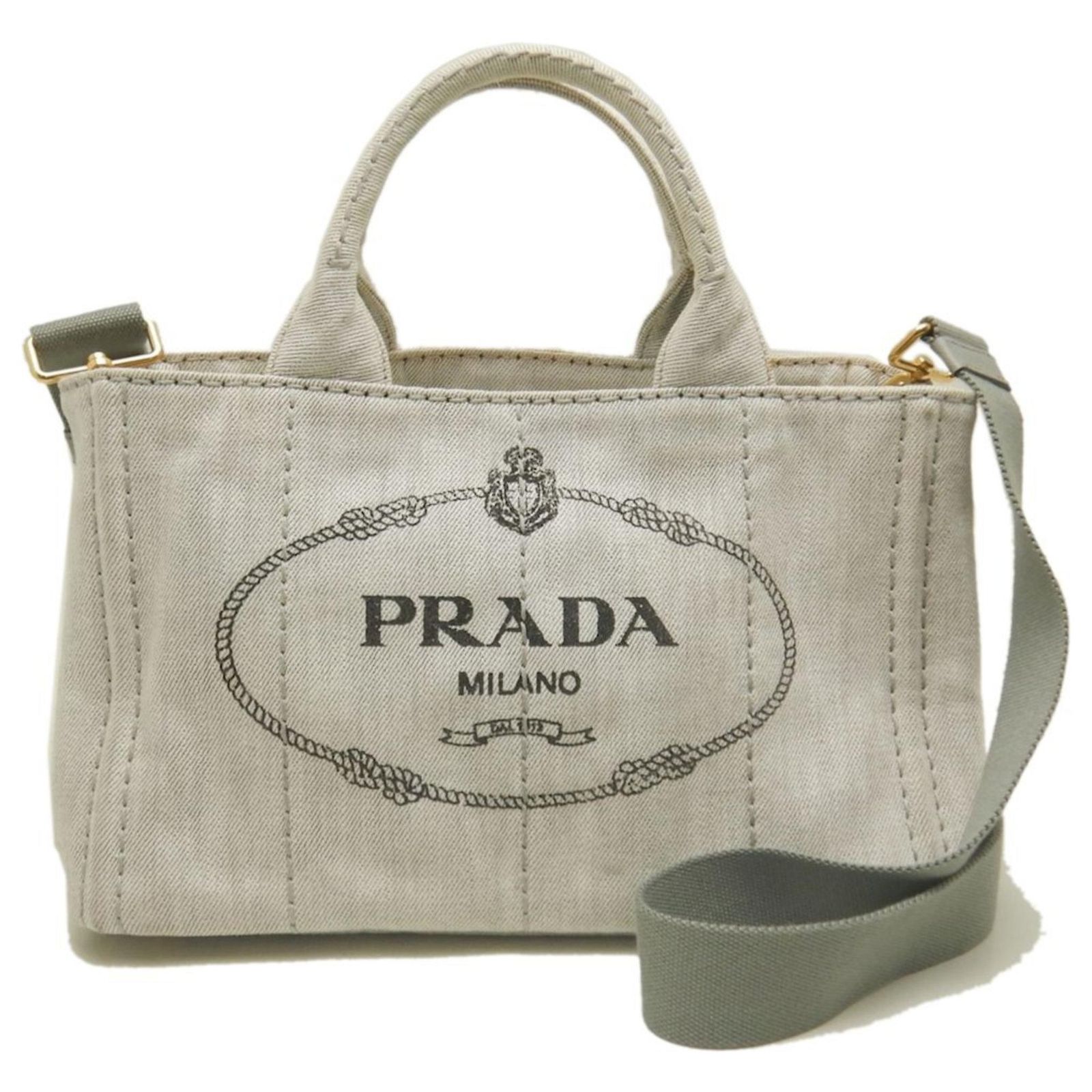 Prada Canapa Handbag in Bianco Denim White ref.JC2585487 (Sold 