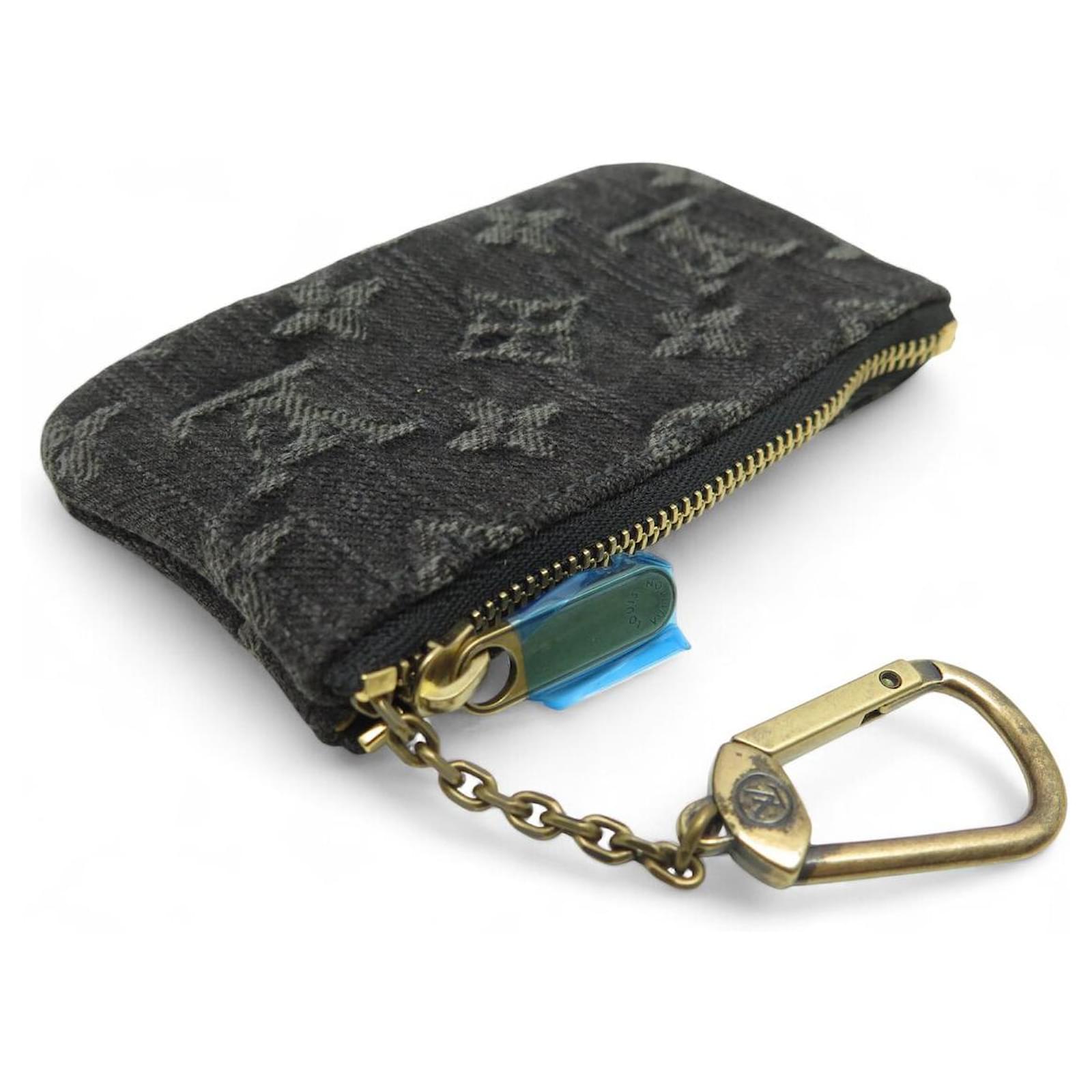 NEUF POCHETTE PORTE CLES LOUIS VUITTON EN TOILE DENIM LV M95343