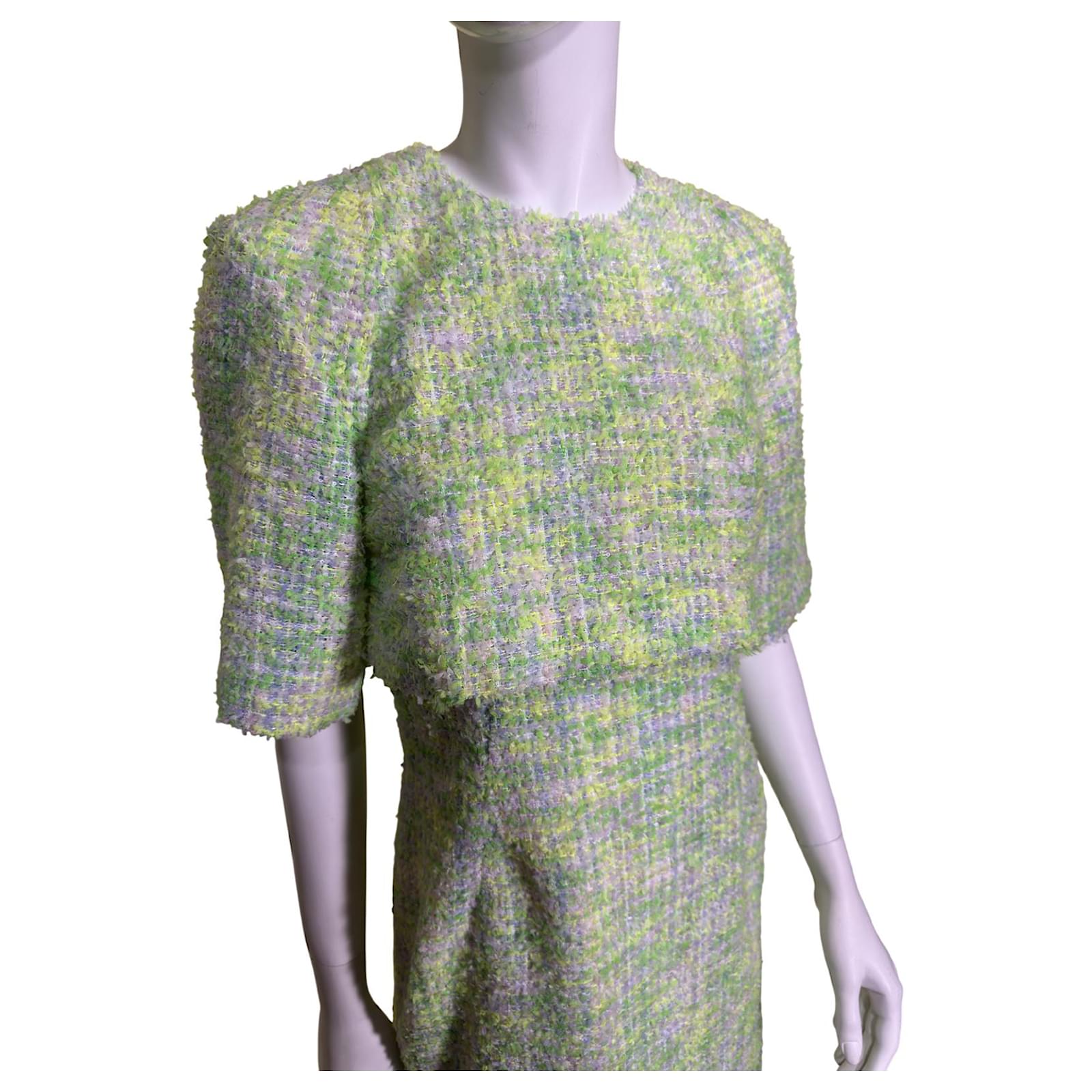 sandro green tweed dress Sandro Tweed Mini Dress in Green