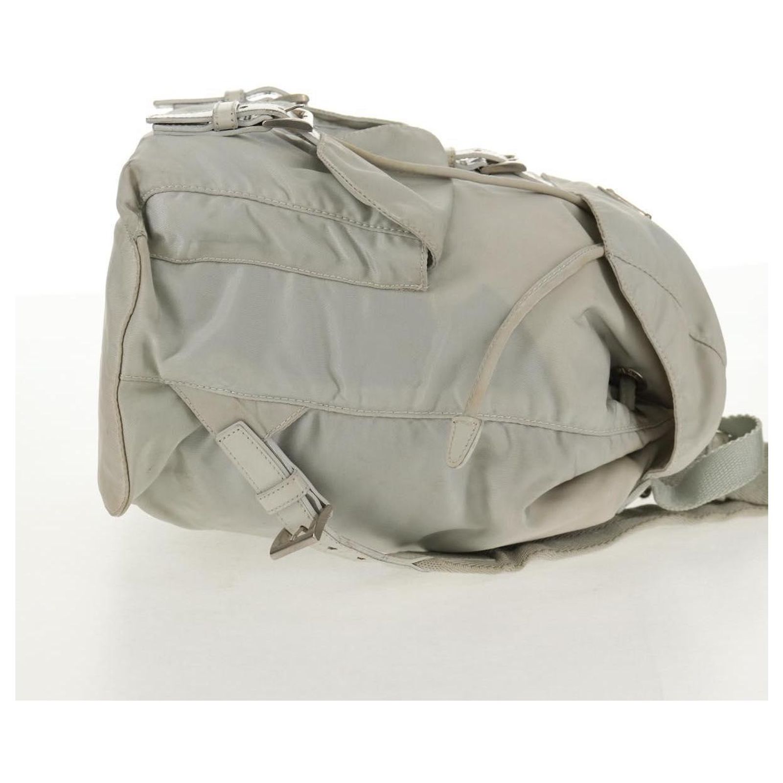 Prada Double Pocket Backpack Chain Shoulder Bag Re-Nylon Mini 