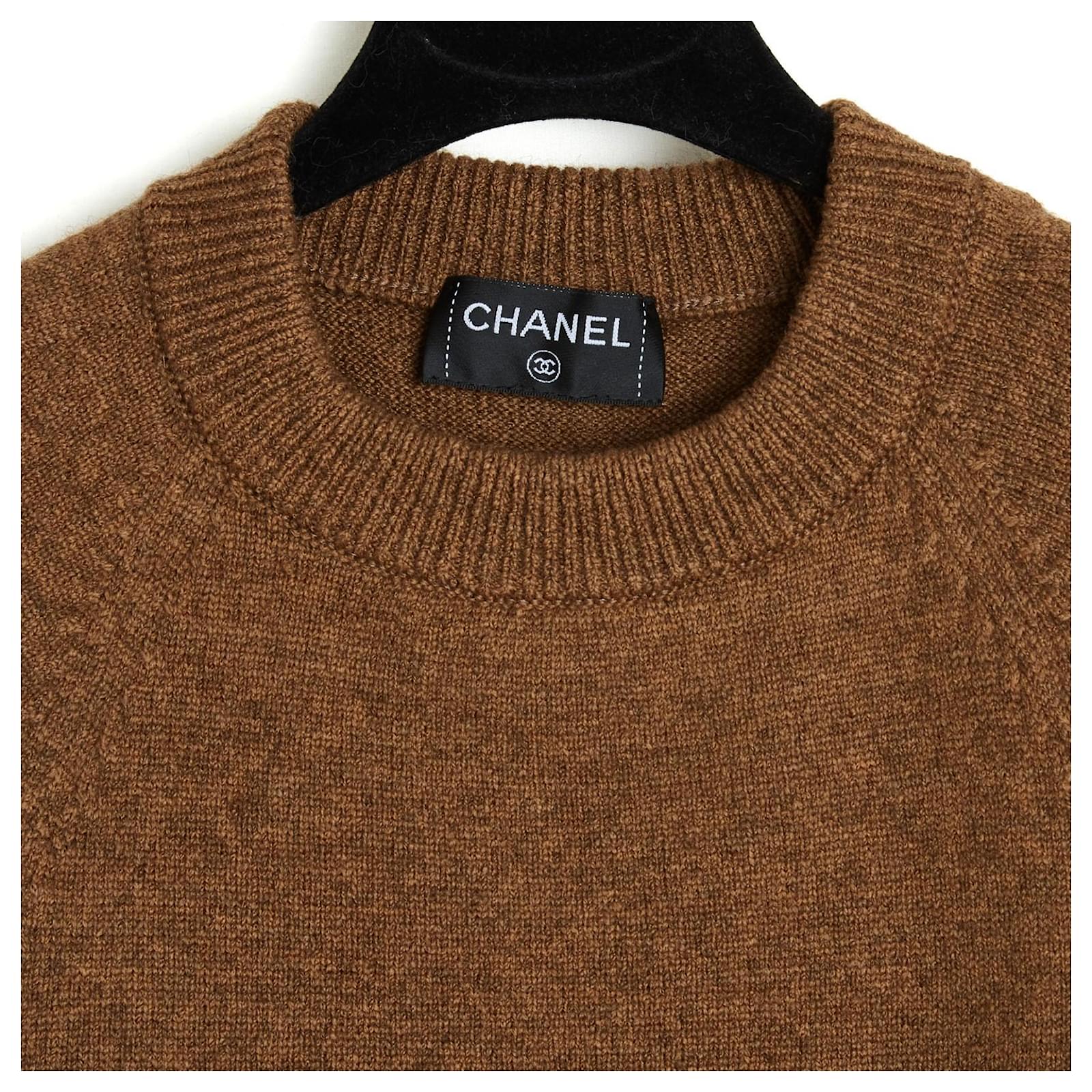 Chanel 2025 Oversized Cashmere Sweater FR38 Brown Maxi UK10 US8