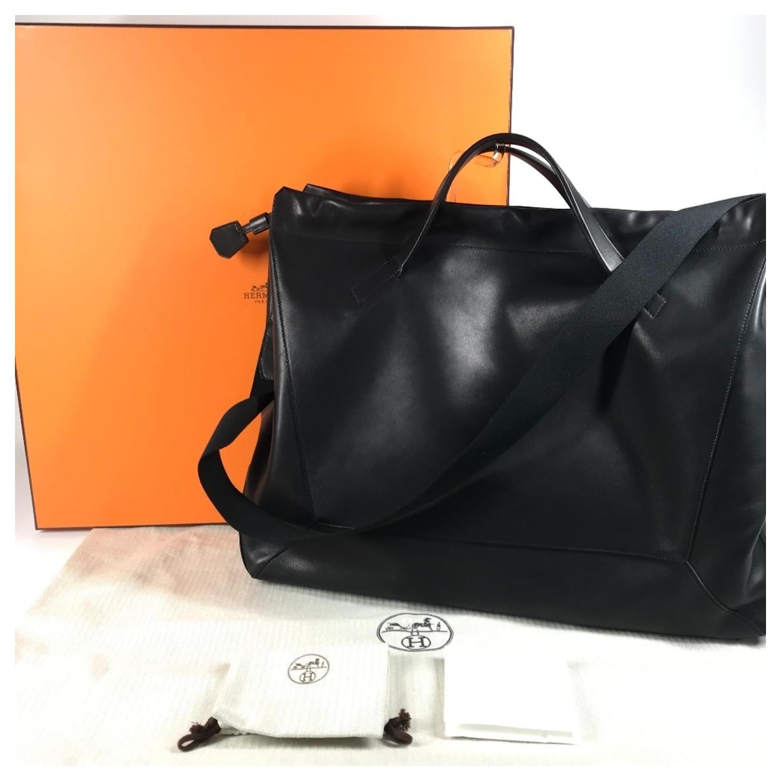 Hermès Hermes Nouveau Cabas 50 2-Way Bag Black Leather ref