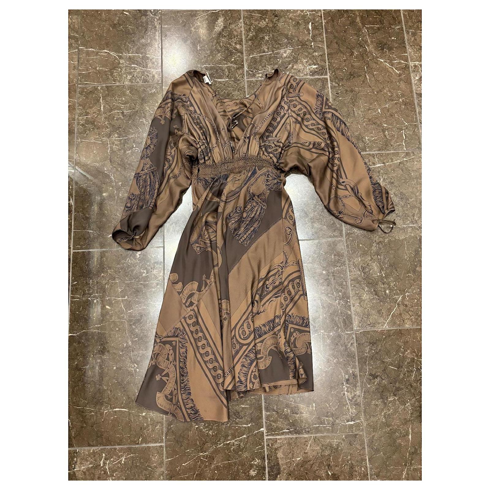 hermes silk dress Herms Hermes Silk Dress FR 38 Brown ref.2593084