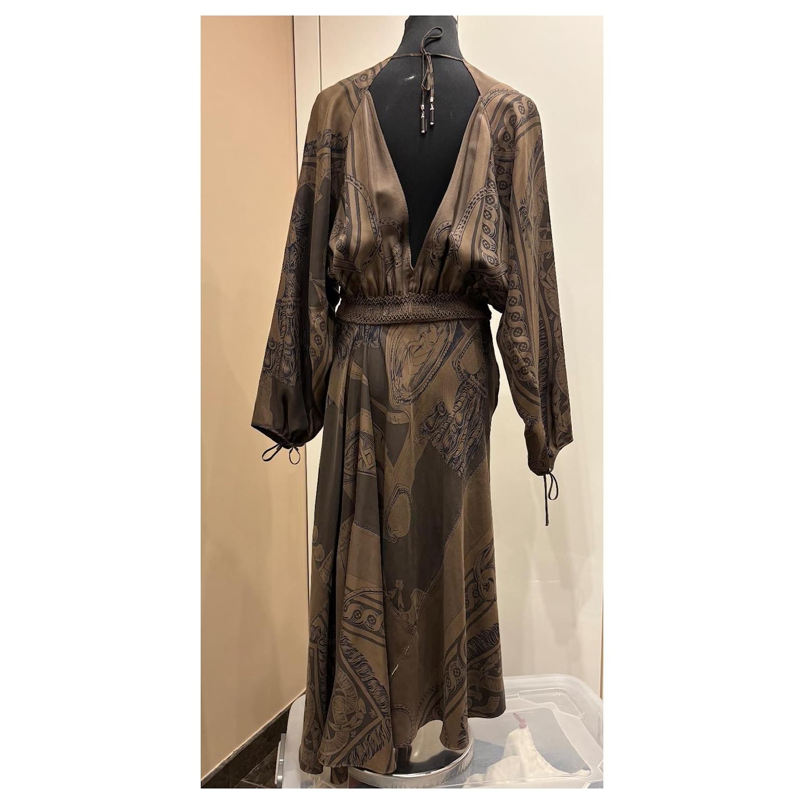 hermes silk dress Hermès Hermes Silk Dress FR 38 Brown ref.2593084