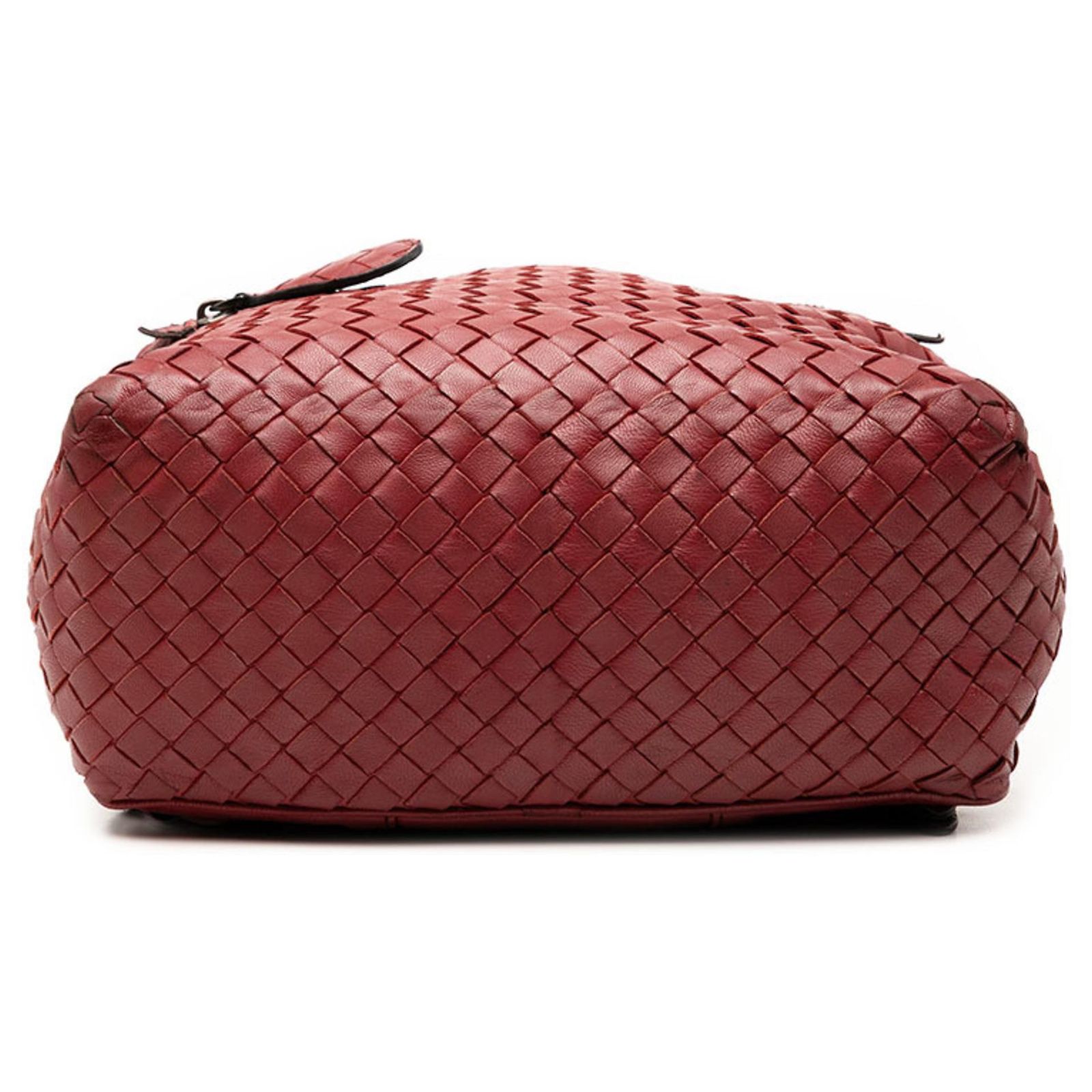 Bottega Veneta Intrecciato Backpack Red Dark red Leather ref 