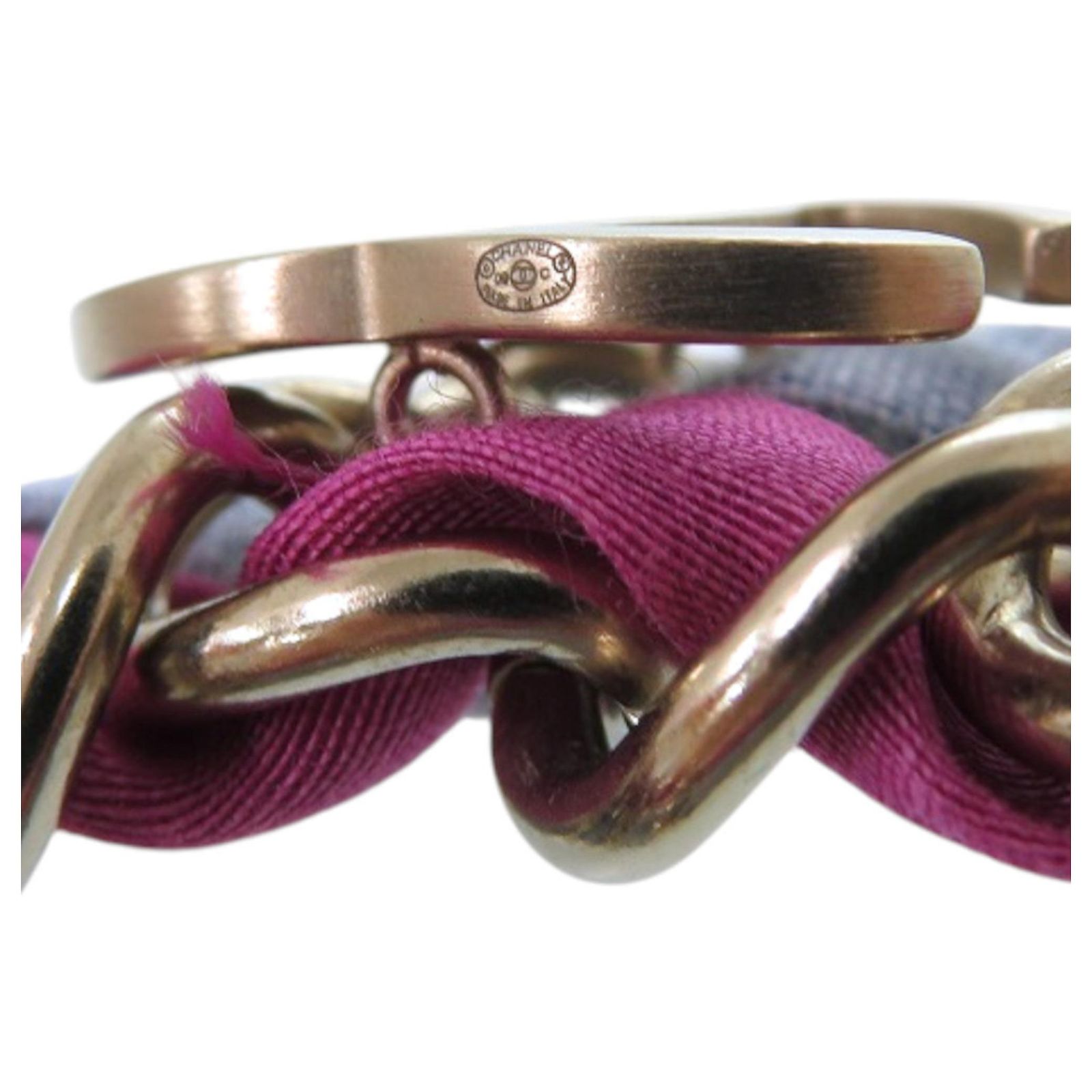 Chanel 2-Strand Chain Coco Mark Bracelet Purple Light blue 