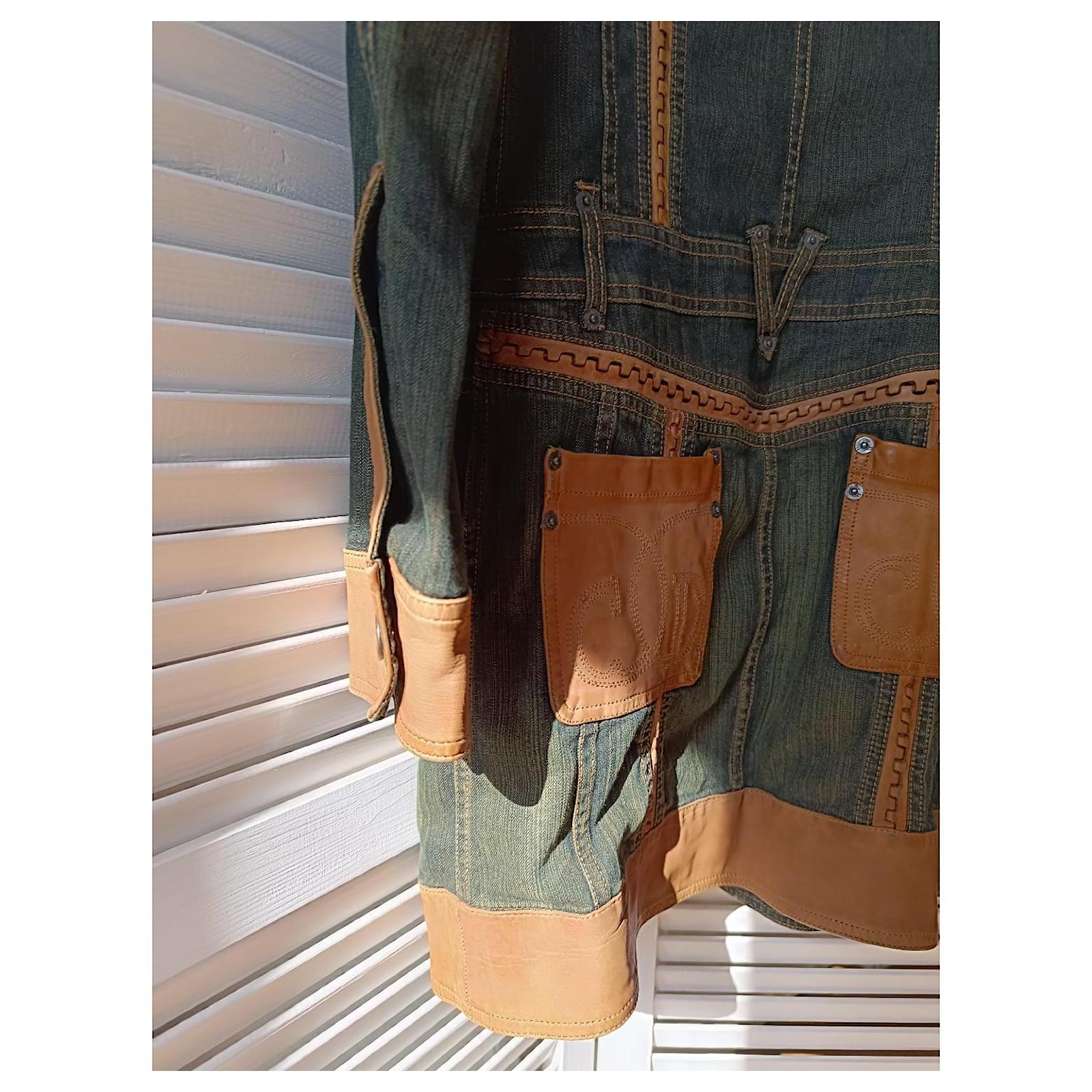 Christian Dior 2006 SS Dior & Galliano runway Leather Trim Denim