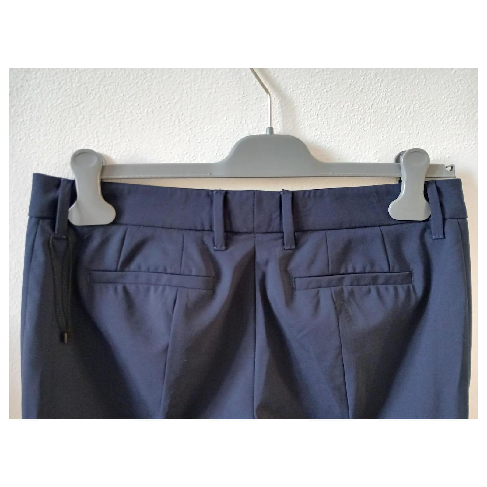 Prada Navy Blue Straight Wool Trousers Grey ref.2597214 - Joli Closet