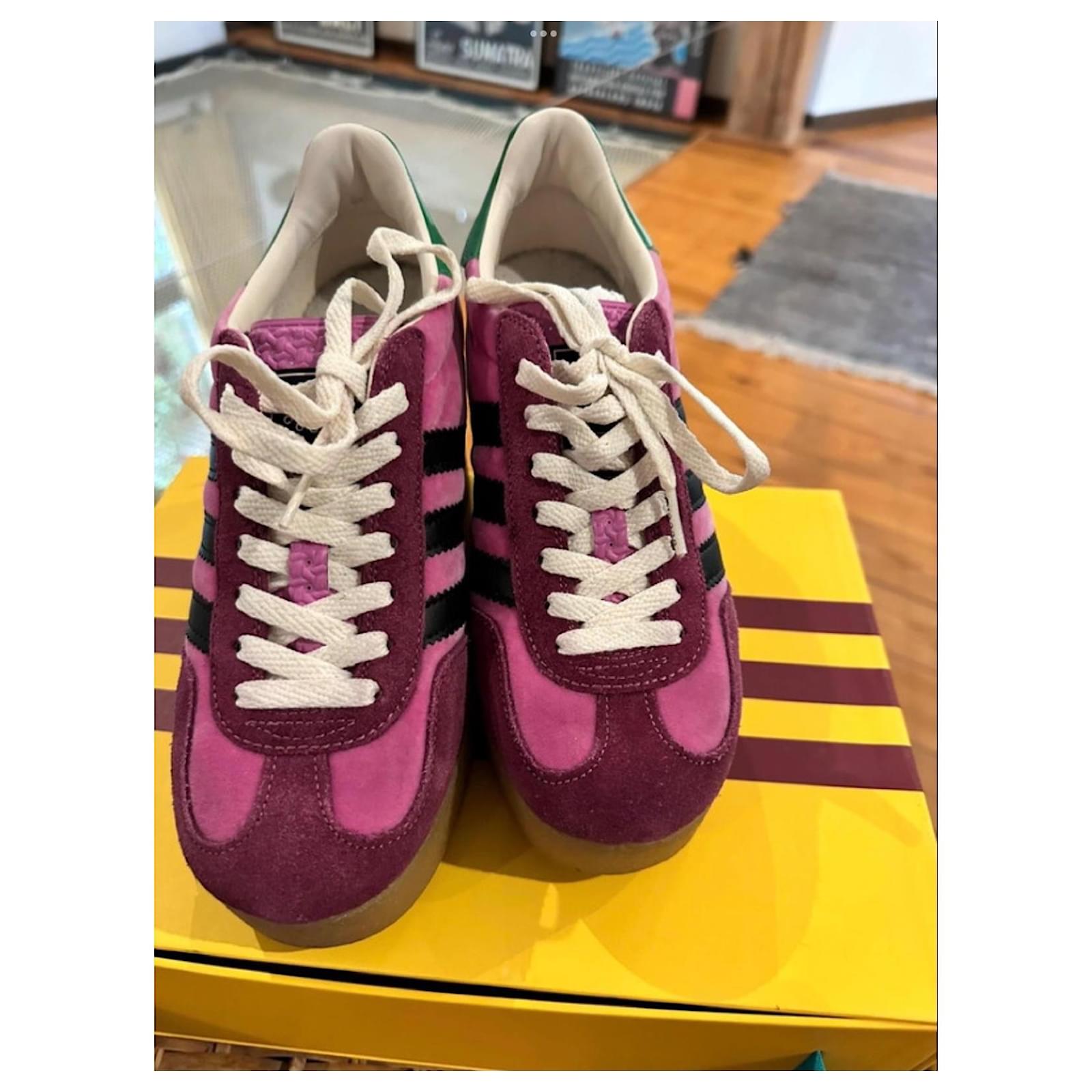 adidas gazelle silver green womens Gucci X ADIDAS Softy Velvet Suede Madeira Demetra Womens Gazelle Sneakers  4.5 Pink Gold 1751732  FASHIONPHILE