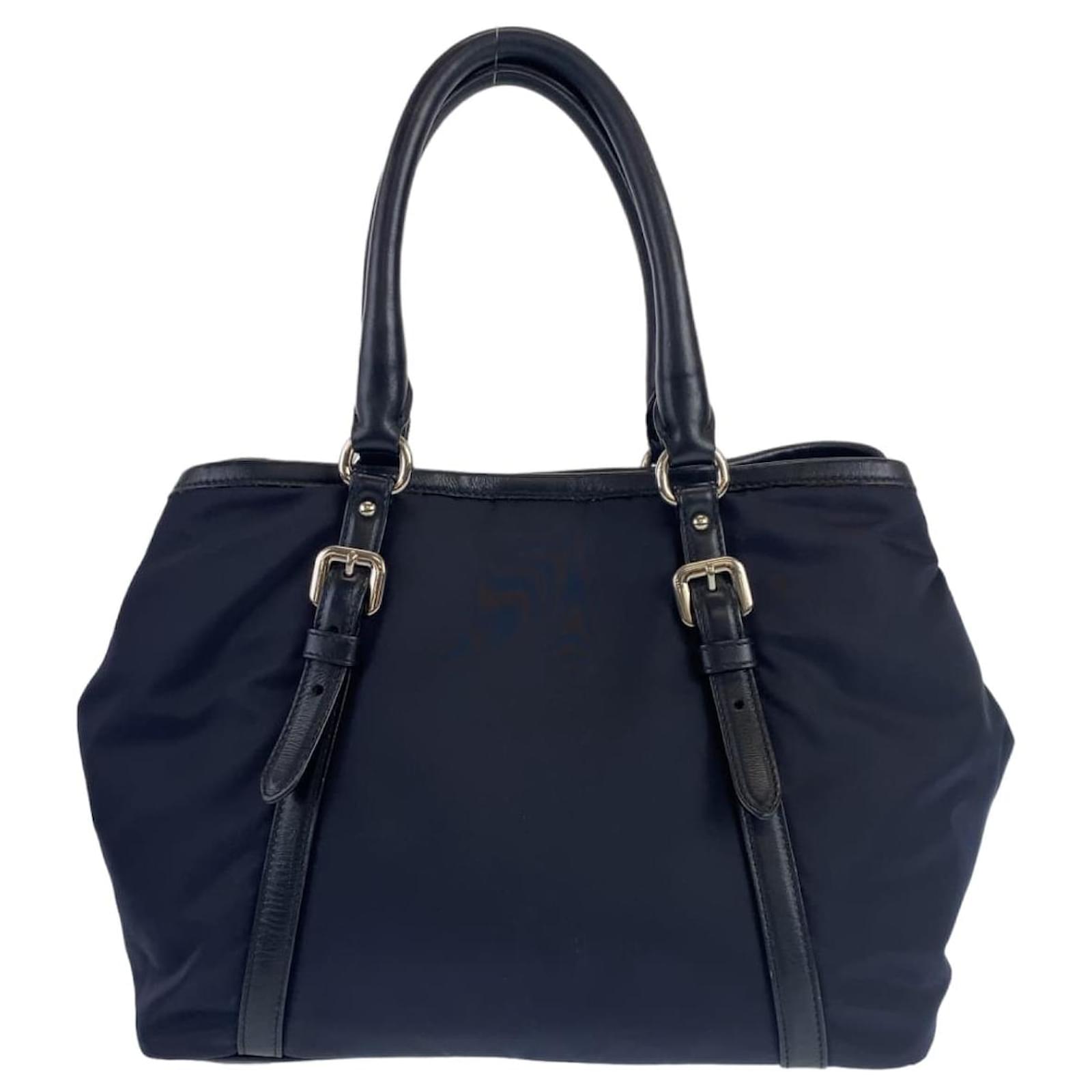 Prada Tessuto Nylon Leather Tote Handbag Blue ref.2604822 - Joli
