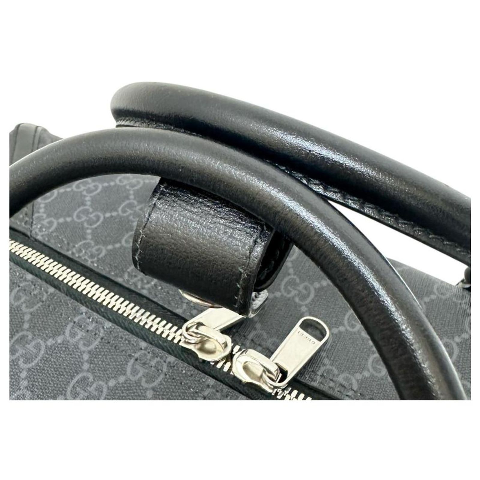 Gucci GG Supreme Interlocking G 2way bag Leather Boston bag Black 