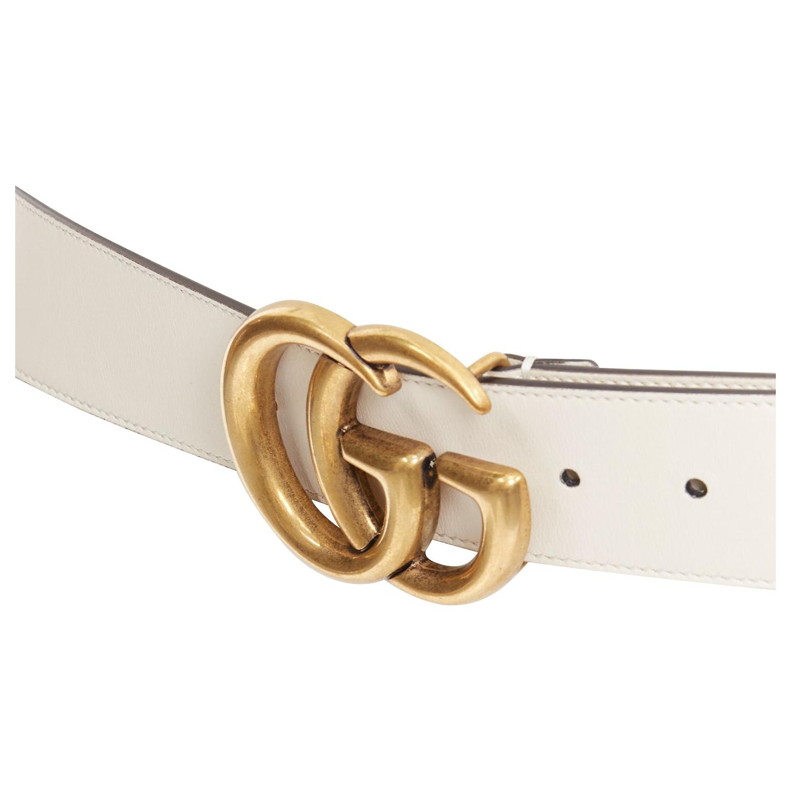 Gucci Marmont GG buckle cowhide leather wide belt White  display picture 1