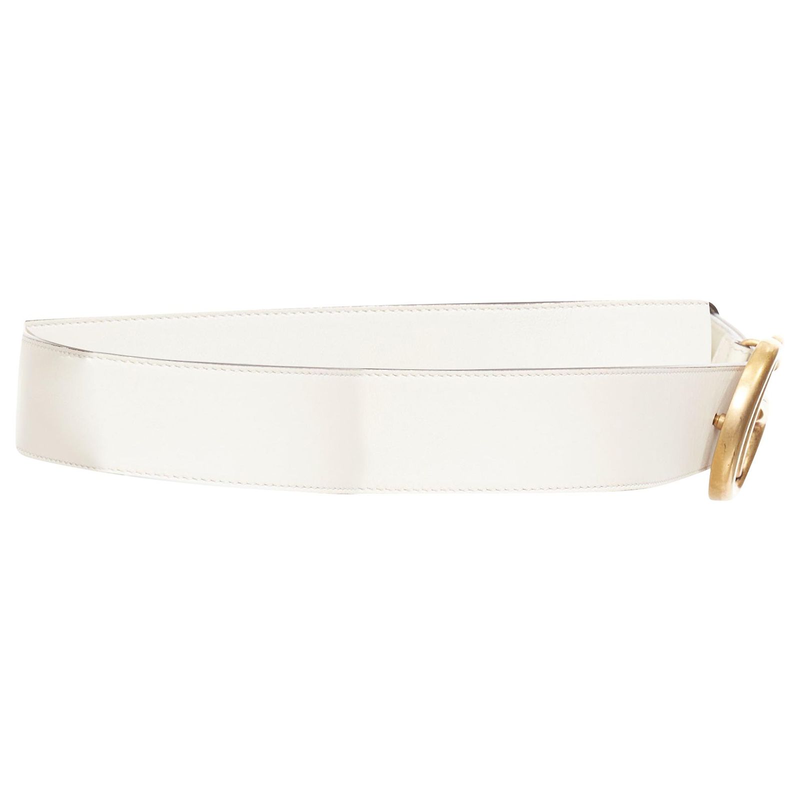 GUCCI Marmont gold GG buckle cream cowhide leather wide belt 95cm GUCCI GG Marmont Belt in Ivory | Size 90/36 – More Than You  main image 3