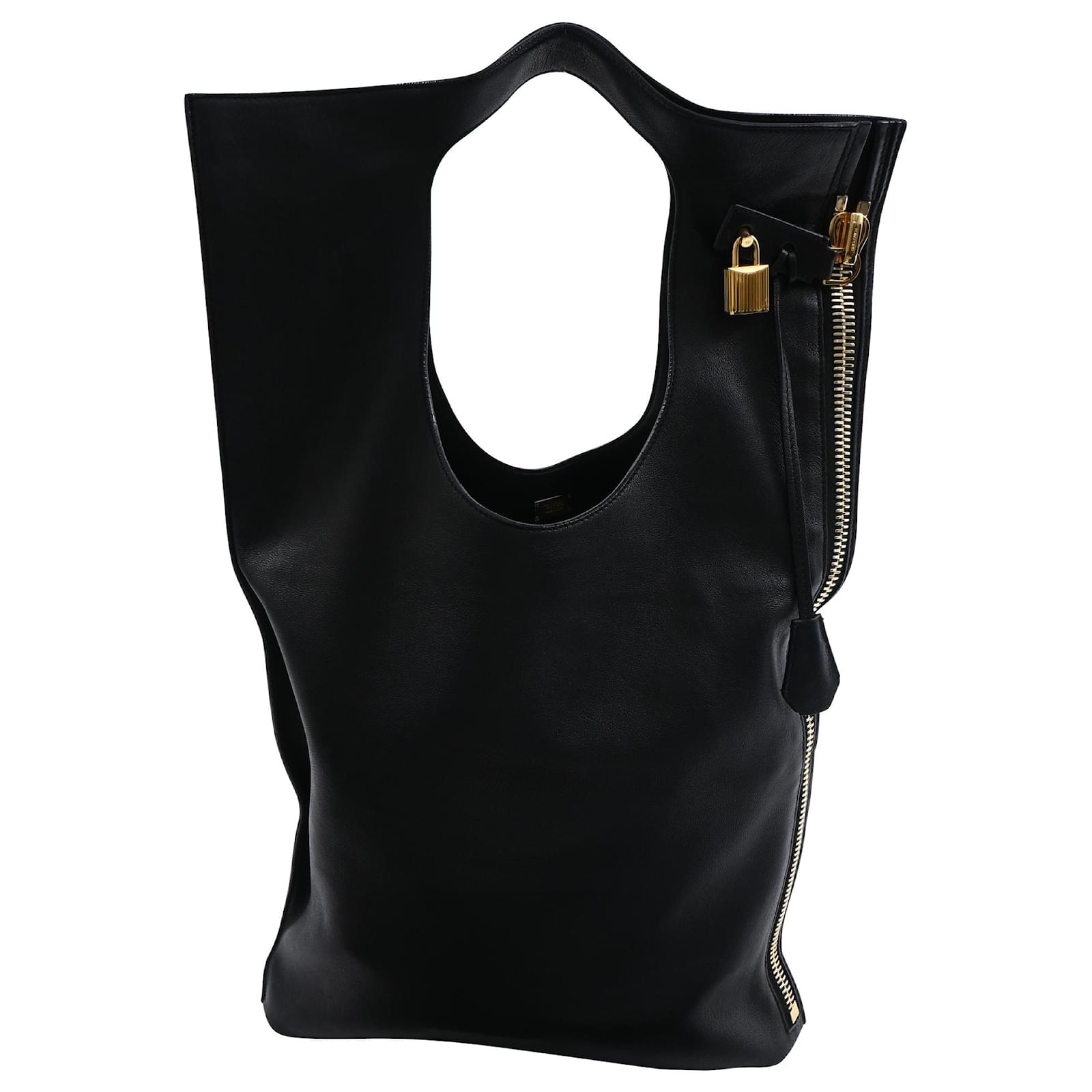 Tom Ford Large Alix Fold Over Tote Bag in Black Leather ref