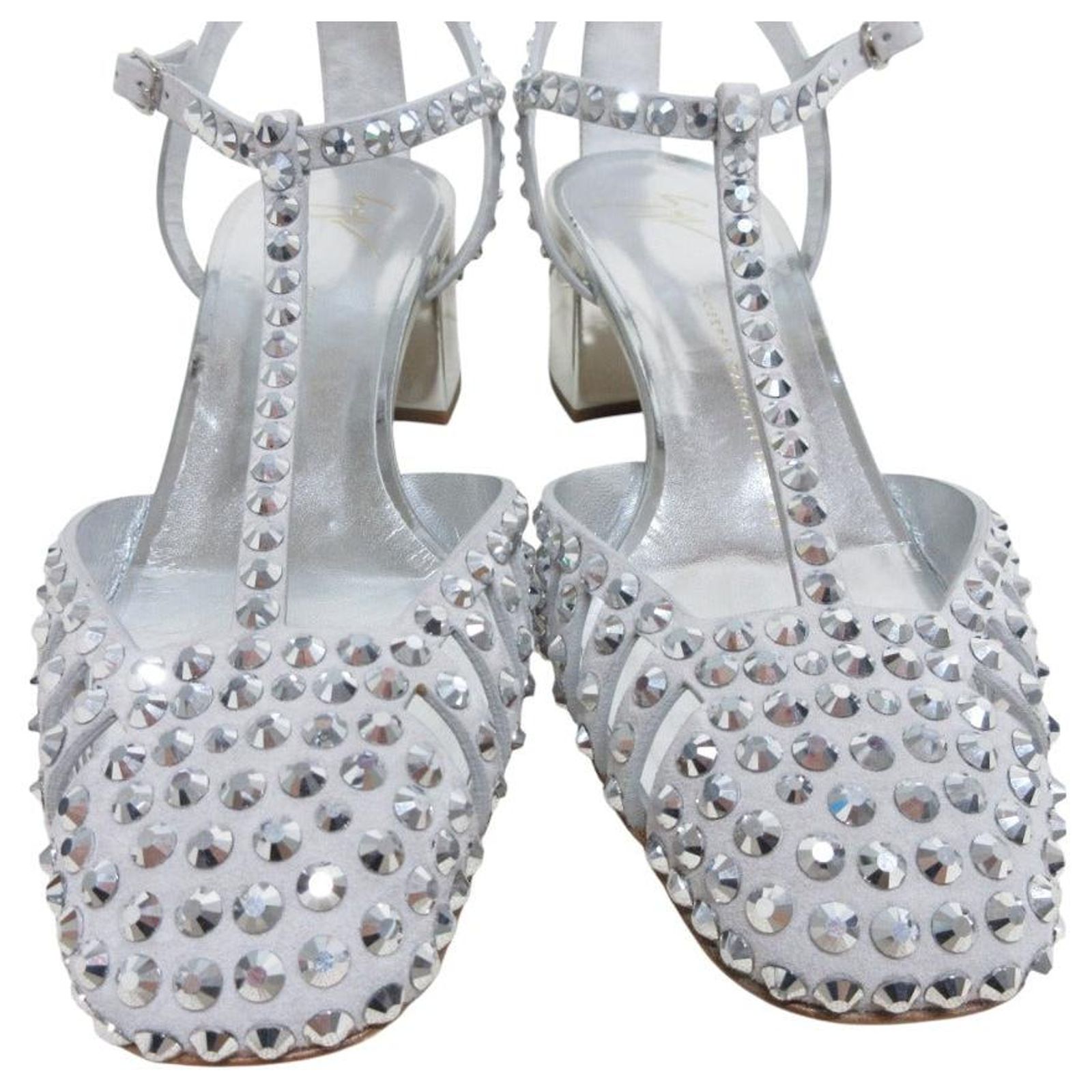 Sandales Giuseppe Zanotti Métallisées Ornées De Bijoux - Taille 38.5 EU / 8 US - Neuf Sans Emballage