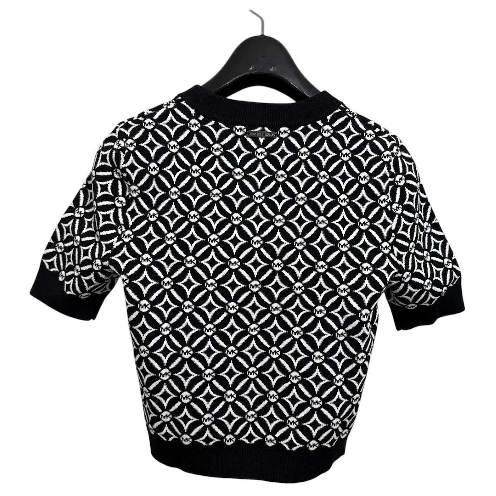 トップス Logo Jacquard Knit Top Latte Michael Kors Logo Jacquard Knit Top Black White Cotton ref.2610006