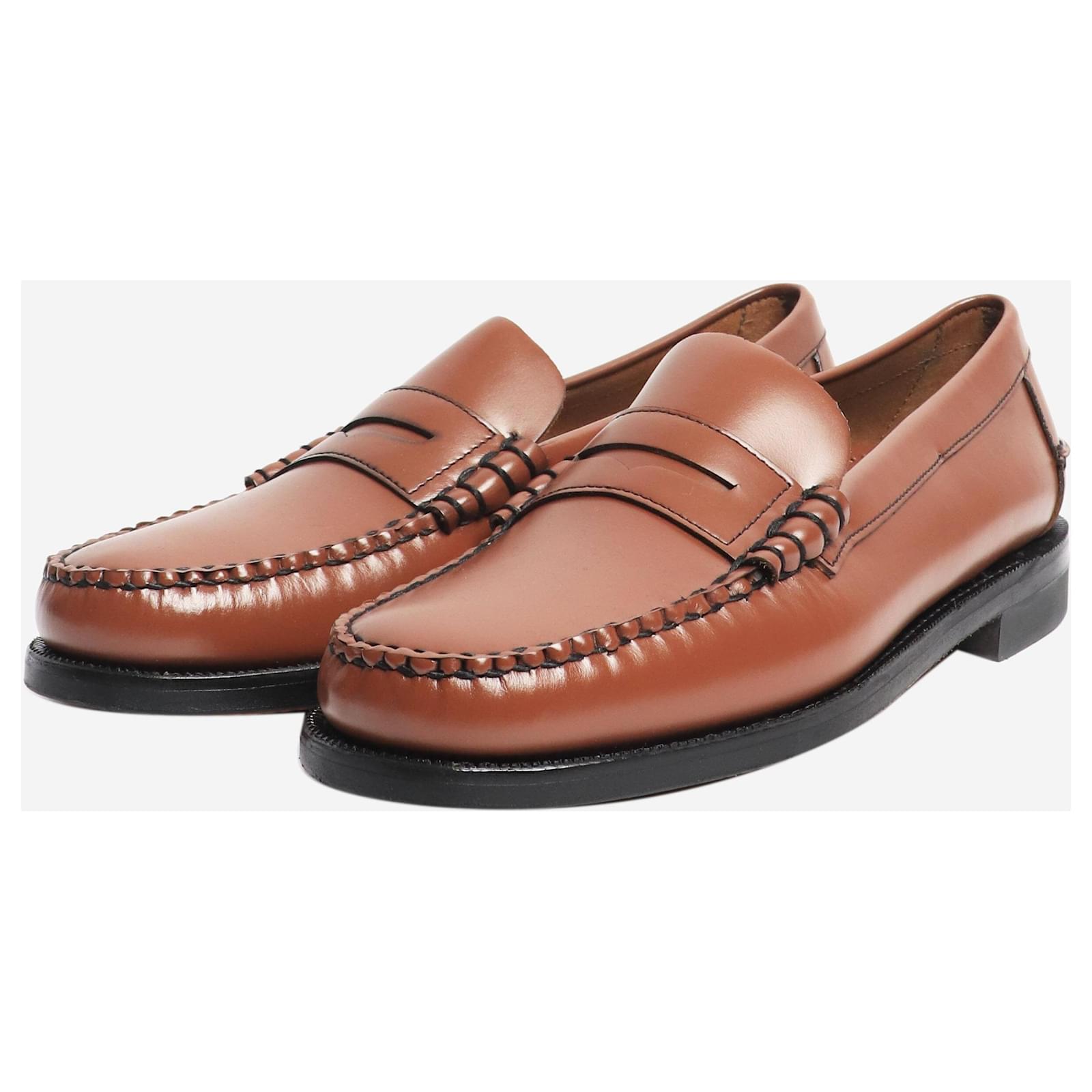 Mocassins Sebago - Taille 44, Marron Foncé, Cuir, Occasion Très Bon état