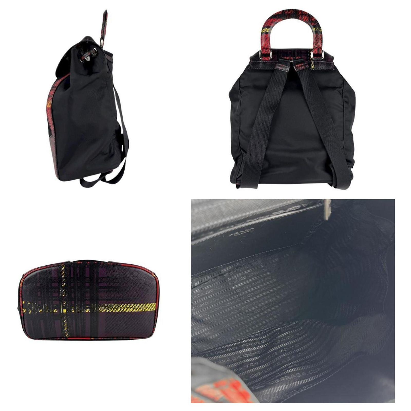 Prada PRADA Backpack in Nylon and Leather Black Red ref  display picture 2