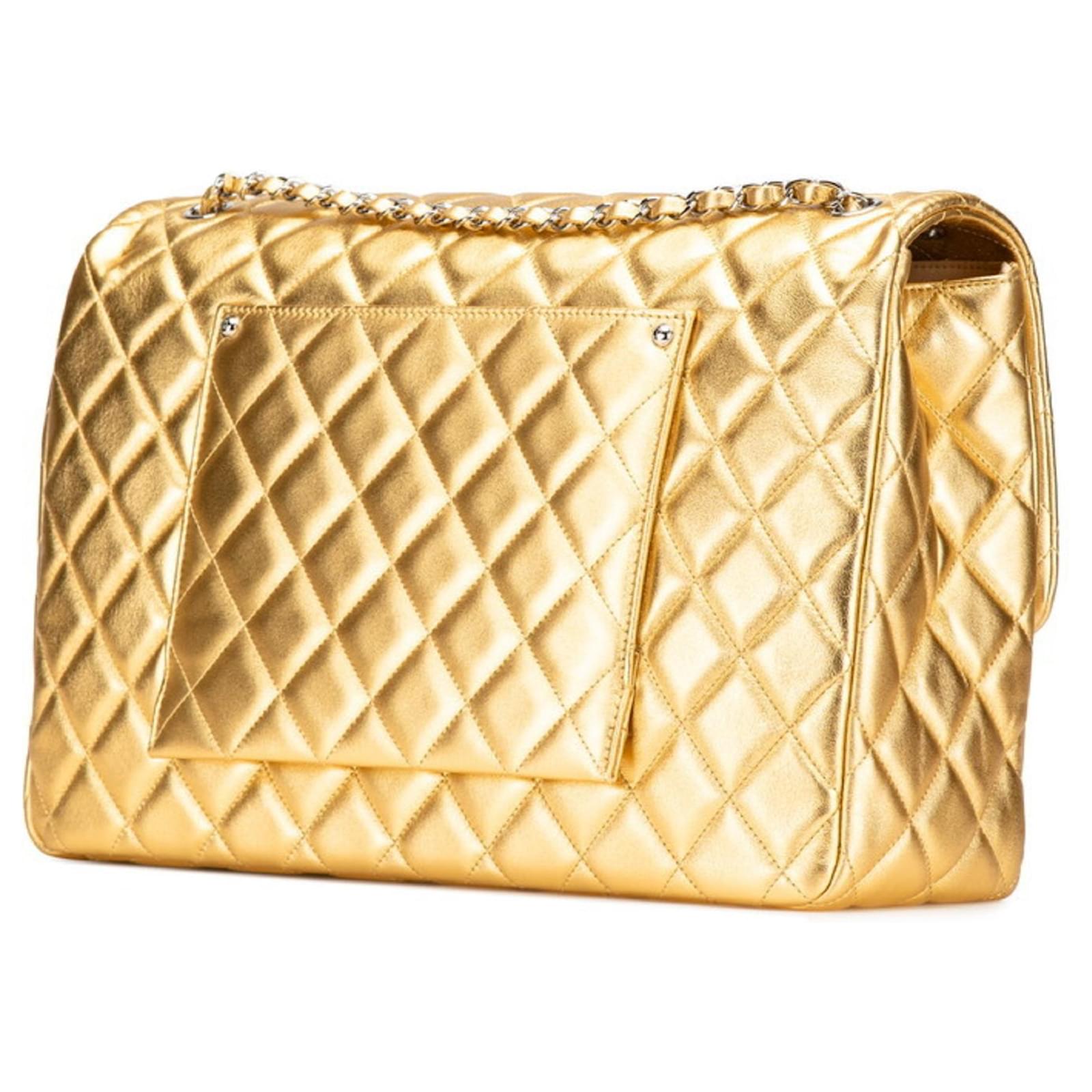 Chanel Matelasse 40 Coco Mark Chain Shoulder Bag Golden Leather