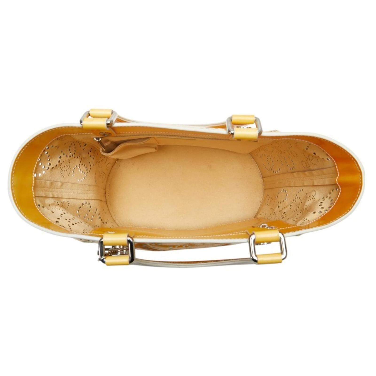 Chanel Perforated Coco Mark No. 5 Handbag Tote Bag Yellow Patent