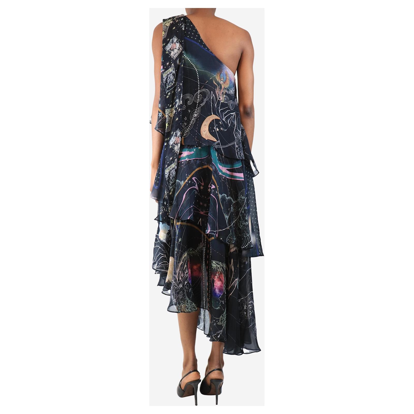 princess polly baby blue dress Camilla Black asymmetrical neck-tie dress - size XS Silk ref.2612875