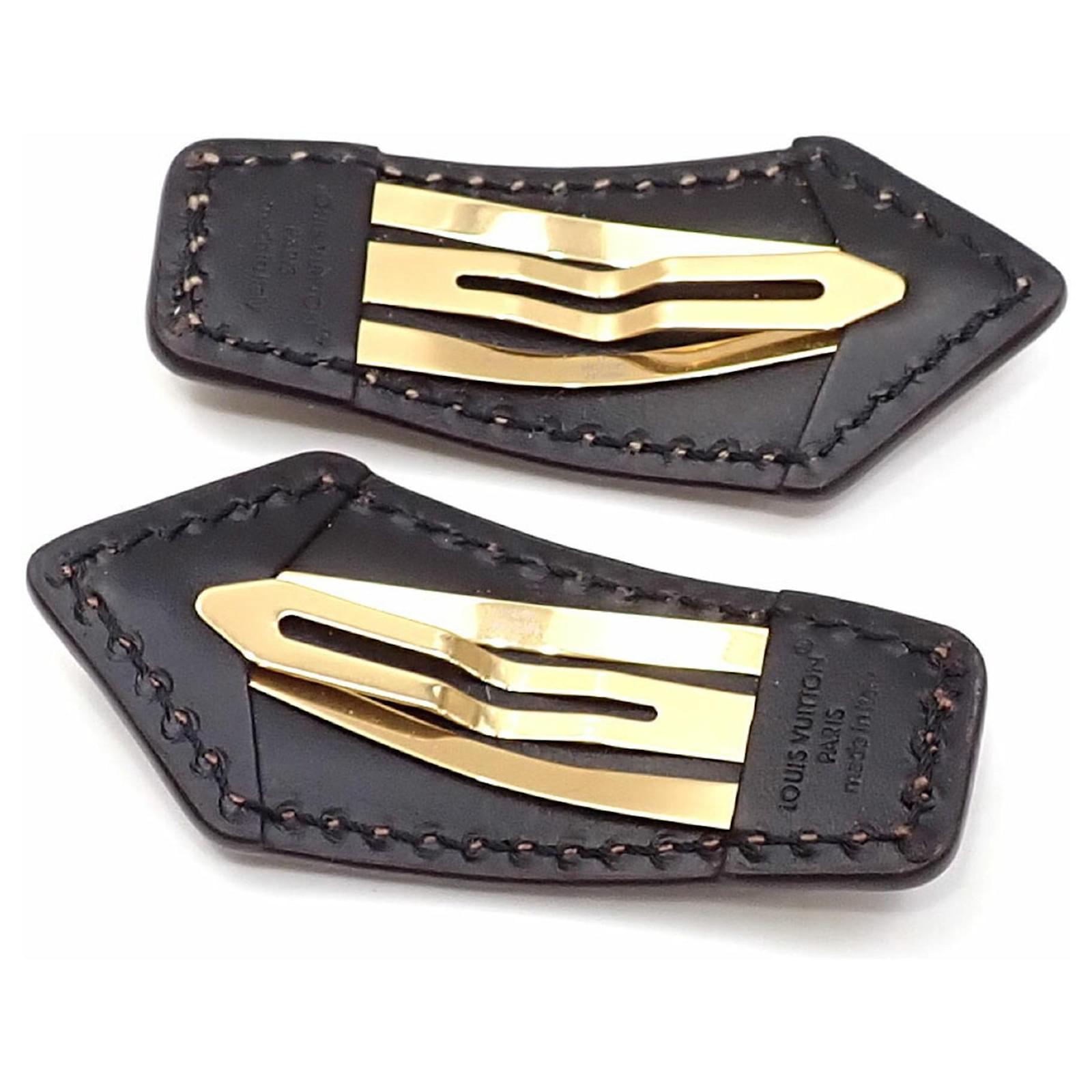Louis Vuitton LV Backstage Mini Hair Clip Brown Patent leather