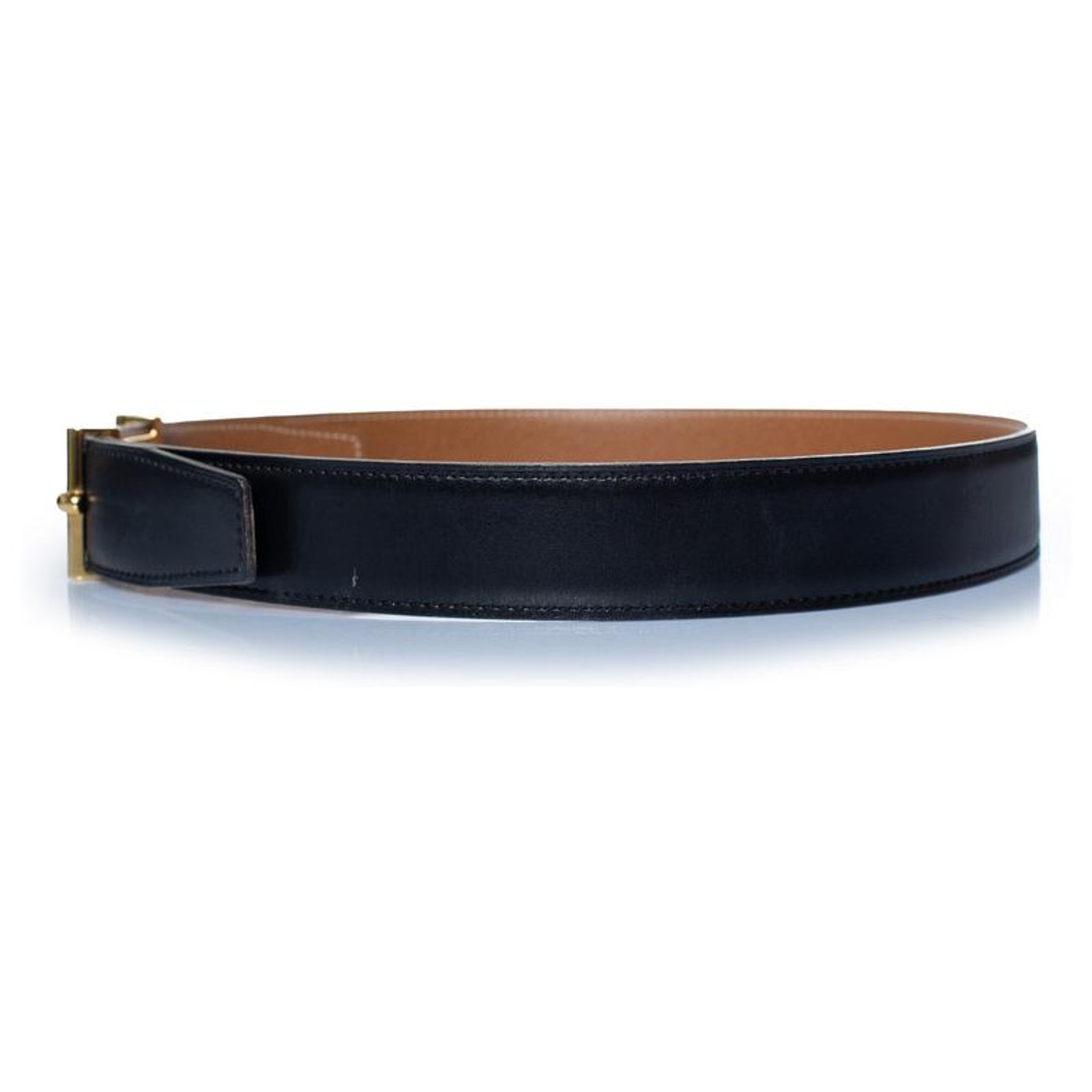 Hermes reversible box and togo leather admiral belt Hermes [138] Black/Gold Box Togo Palladium CAPE COD  main image 4