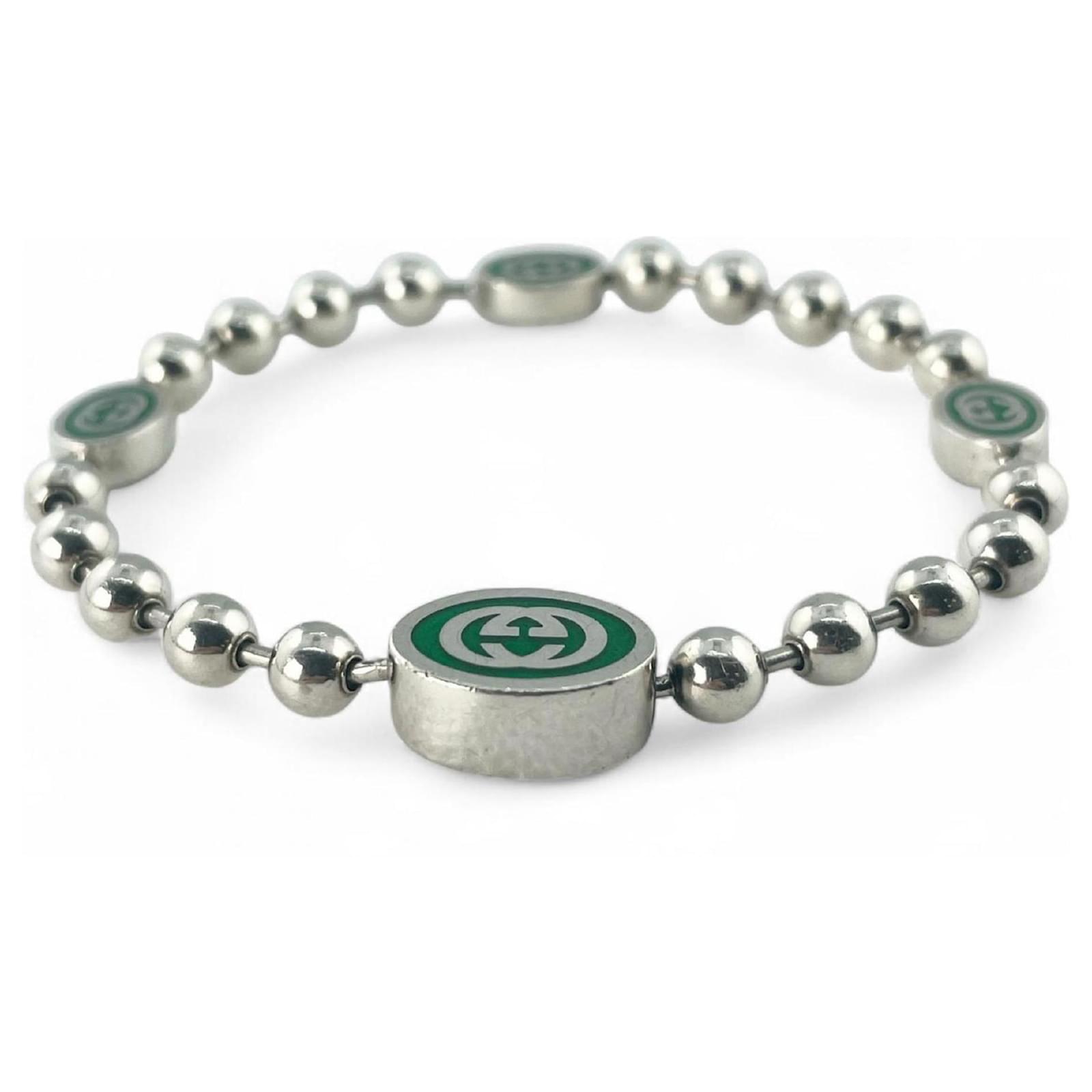GUCCI Interlocking G Ball Chain Bracelet Green ref.JC2623250 (Sold
