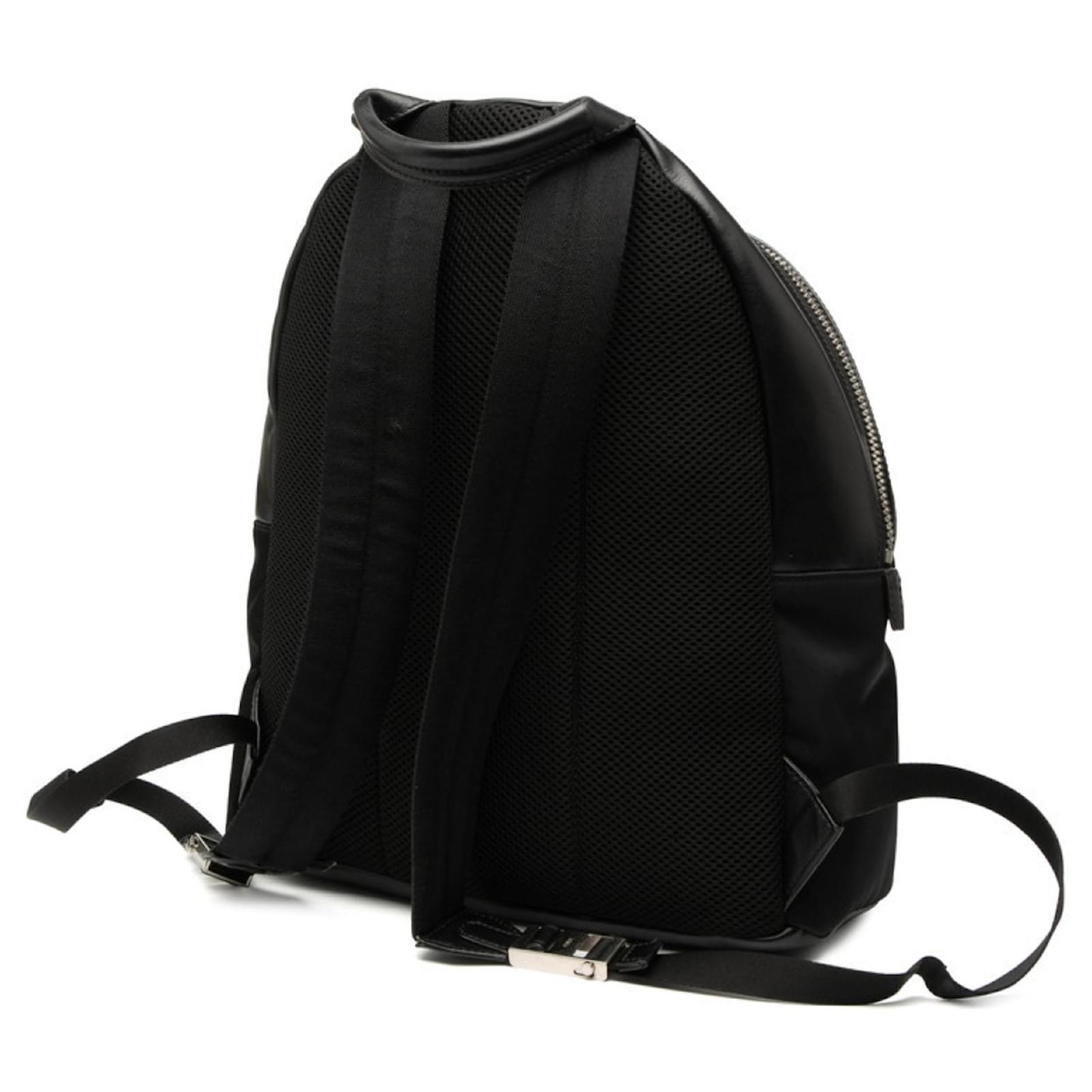 Fendi Face Backpack 7VZ012 Black Leather Nylon ref.2625641 - Joli