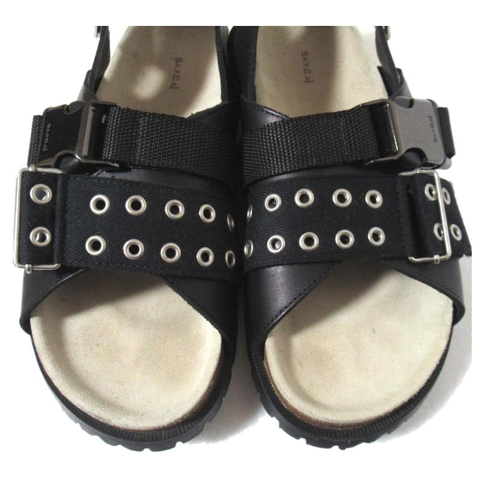 Sacai×A.P.C Jules sandals sandals Black Leather ref.2627204 - Joli