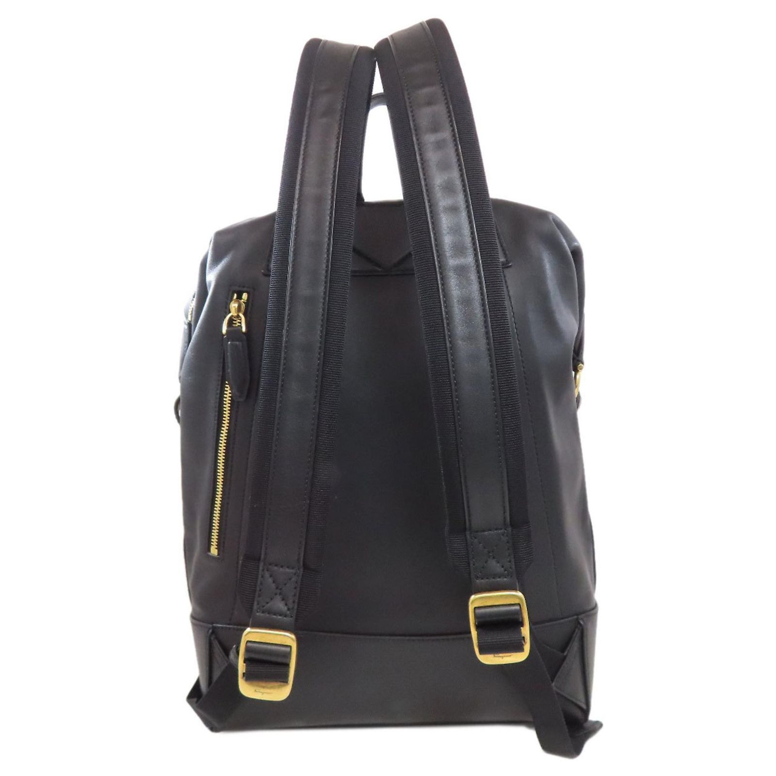 Salvatore Ferragamo Logo Leather Backpack Black ref.2633161 