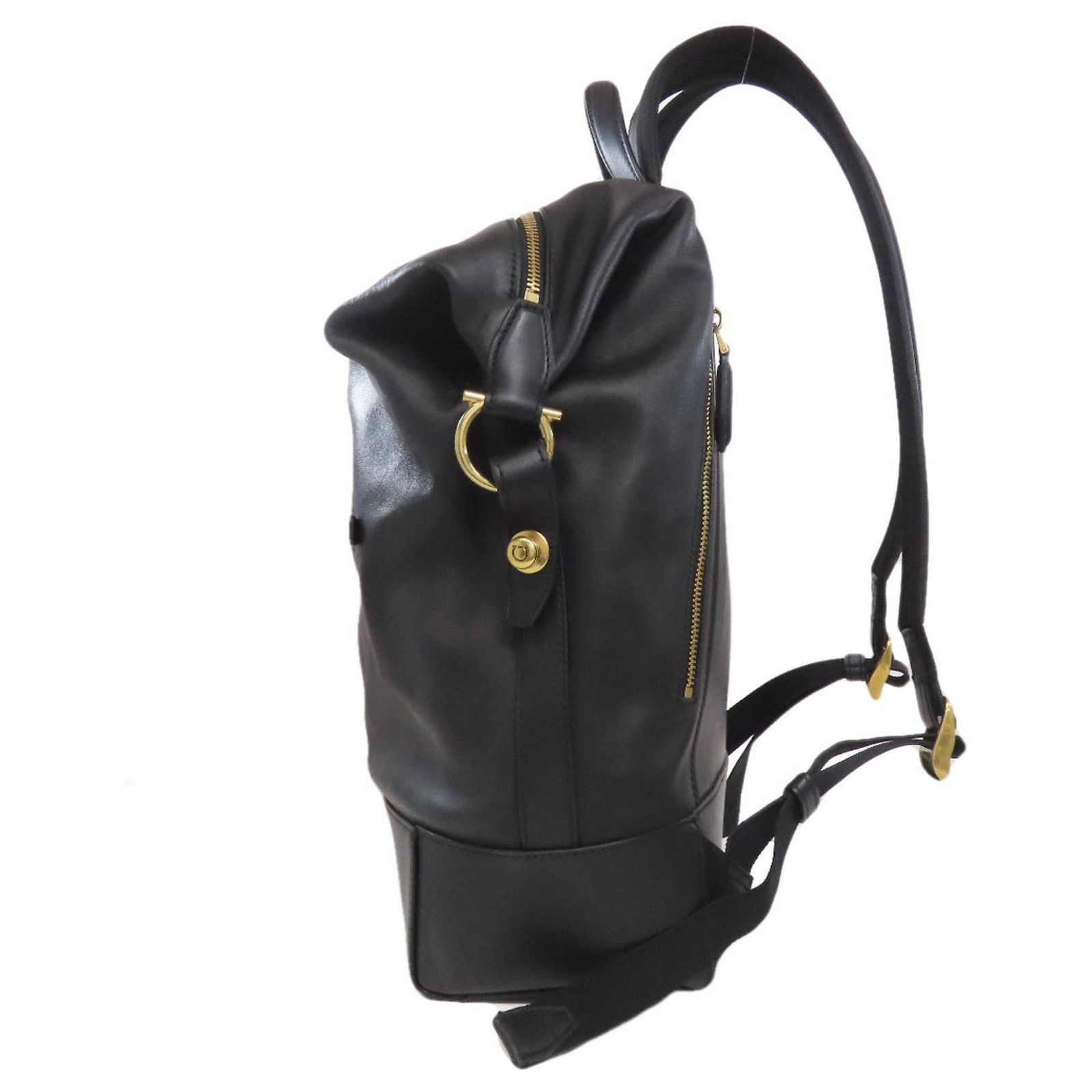Salvatore Ferragamo Logo Leather Backpack Black ref.2633161  display picture 1