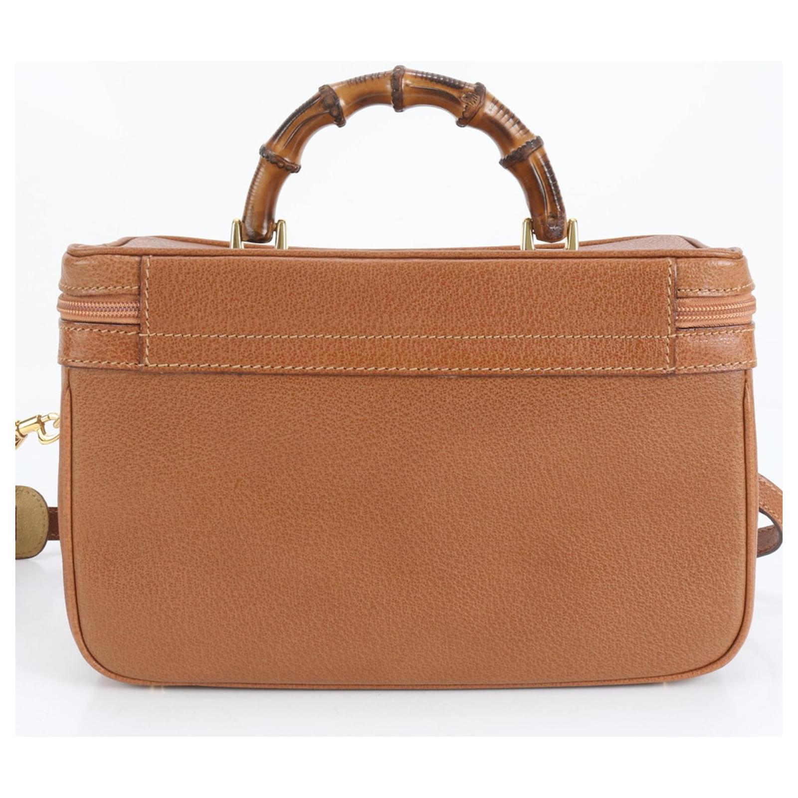 Gucci Bamboo Vanity Leather Shoulder Bag Brown ref.2635328 - Joli